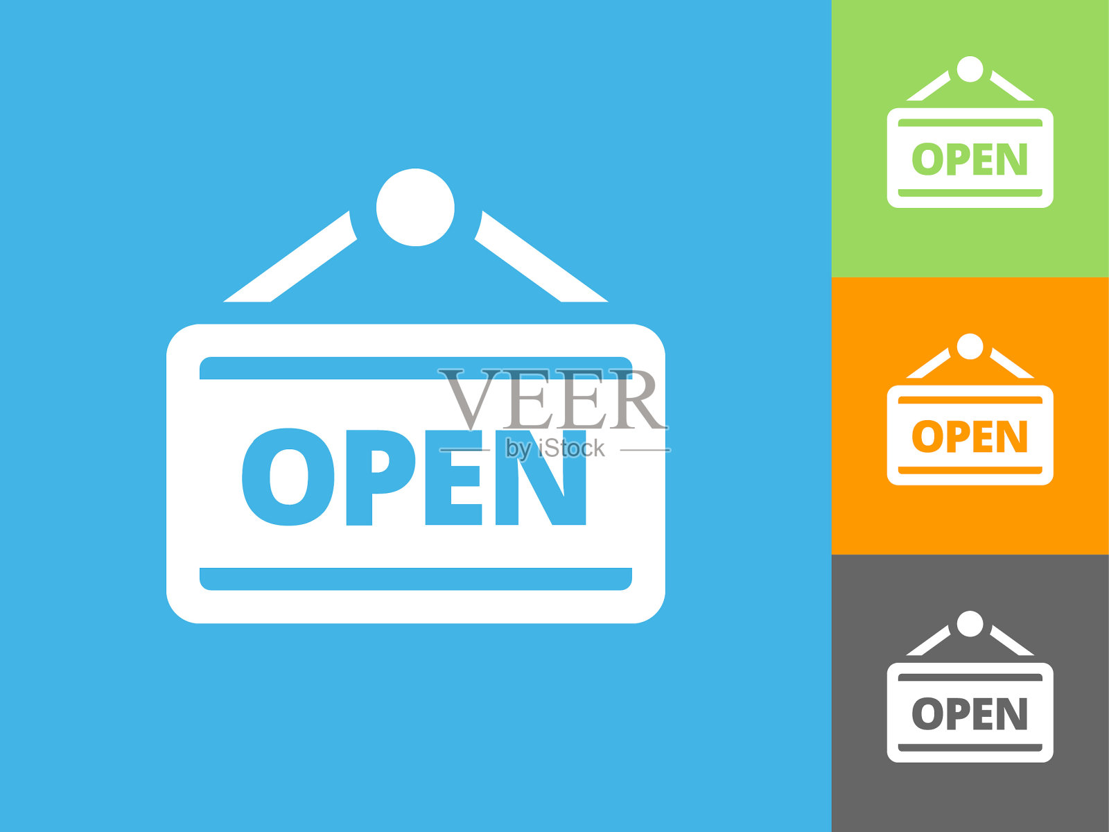 在蓝色背景上打开平坦图标插画图片素材