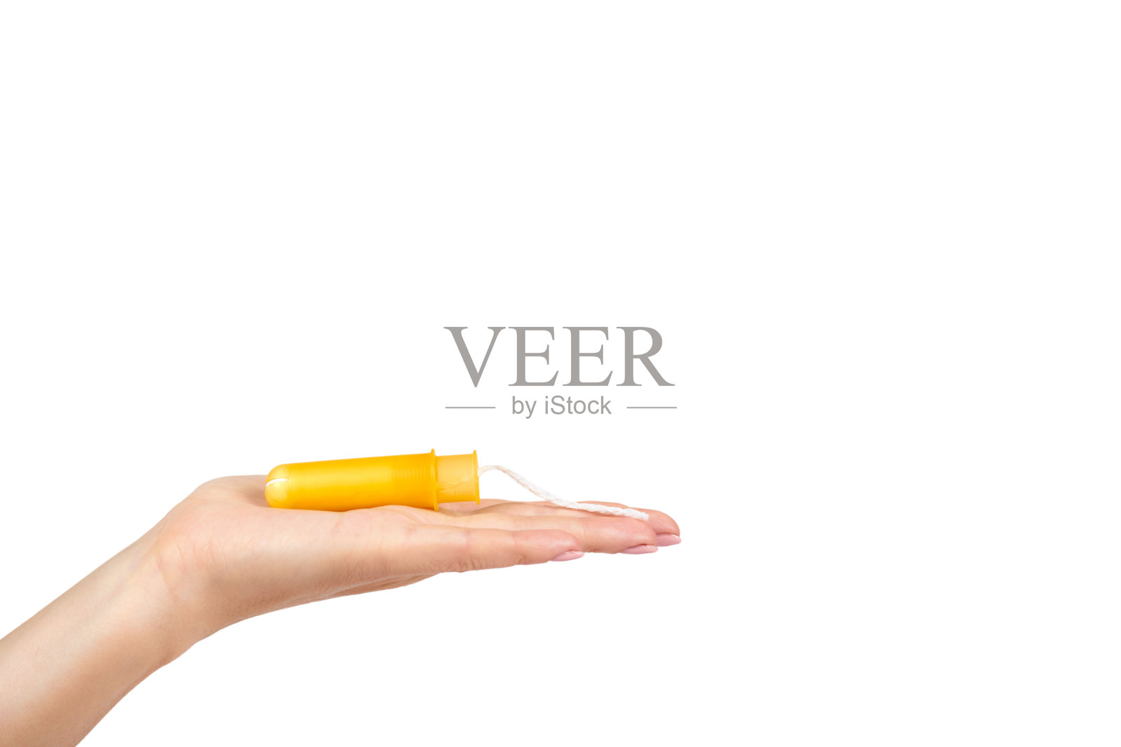 清洁棉条，如果手孤立在白色背景上，复制空白模板。照片摄影图片