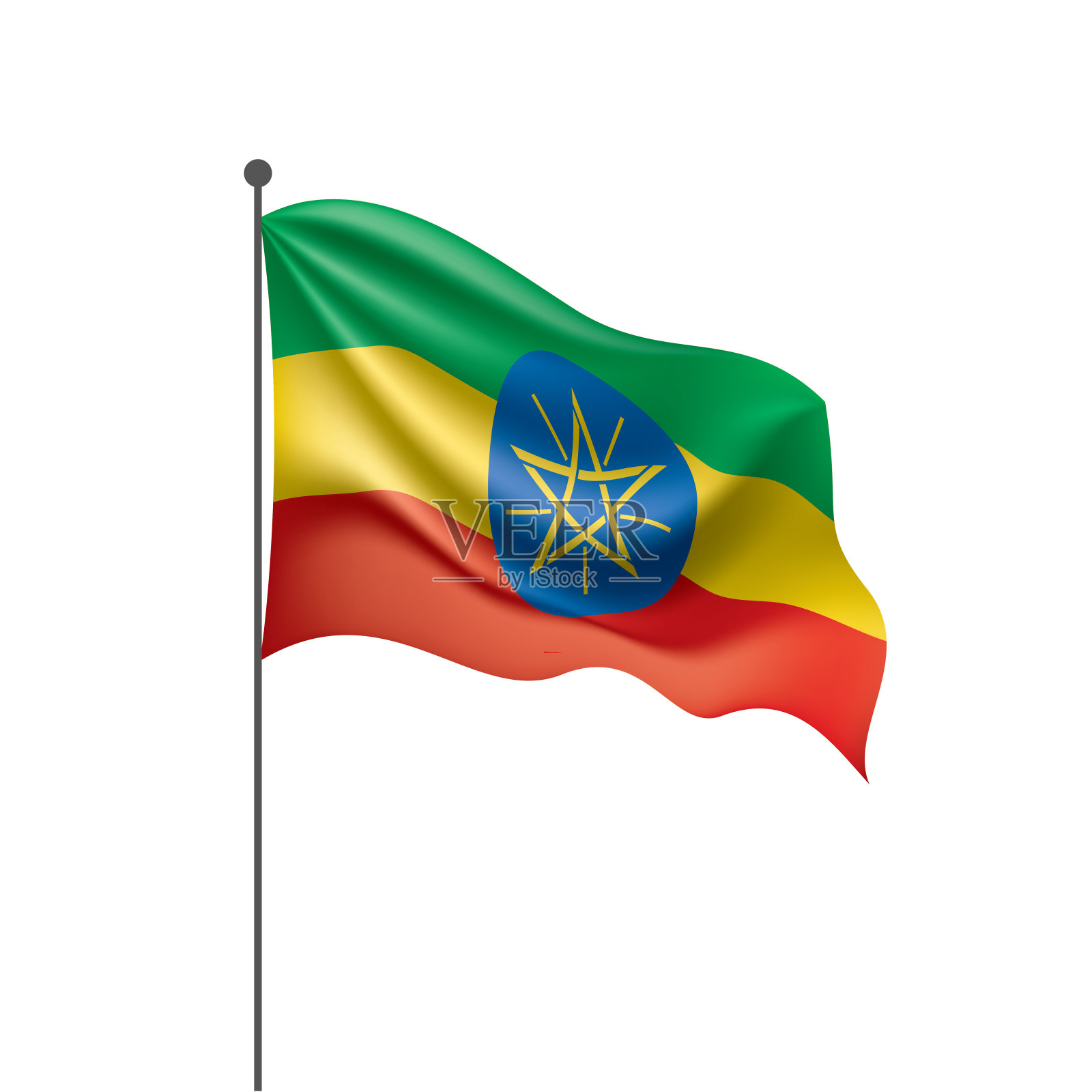 埃塞俄比亚国旗，矢量插图在白色的背景插画图片素材