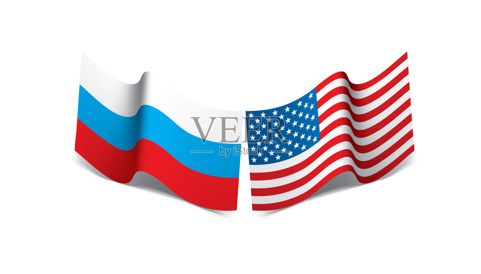 俄罗斯和美国国旗。矢量插图。插画图片素材