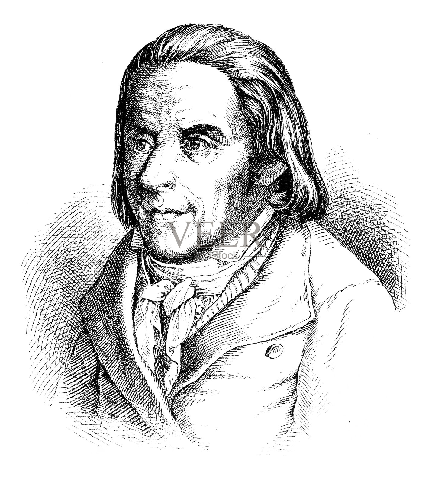 约翰·海因里希·佩斯塔洛齐（1746-1827），瑞士教育家插画图片素材