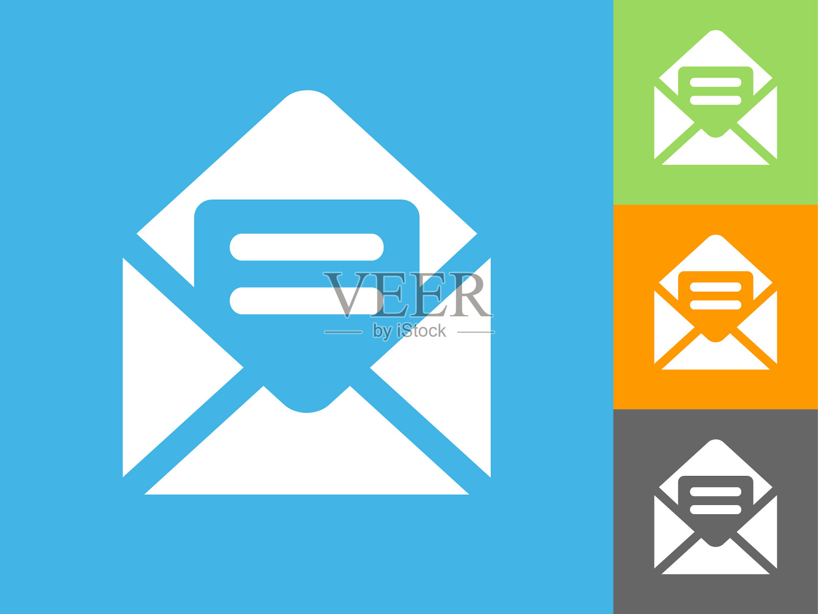 字母文档平面图标上的蓝色背景插画图片素材