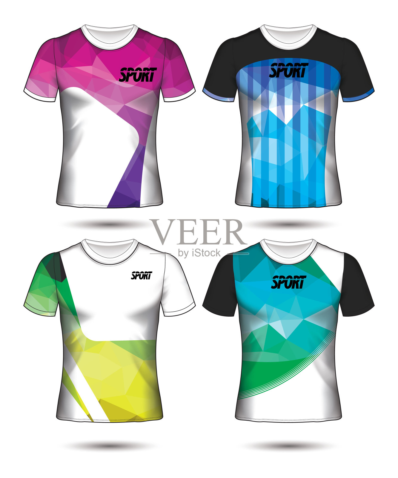 一套足球或足球球衣模板t恤风格，设计你的足球俱乐部矢量插图插画图片素材