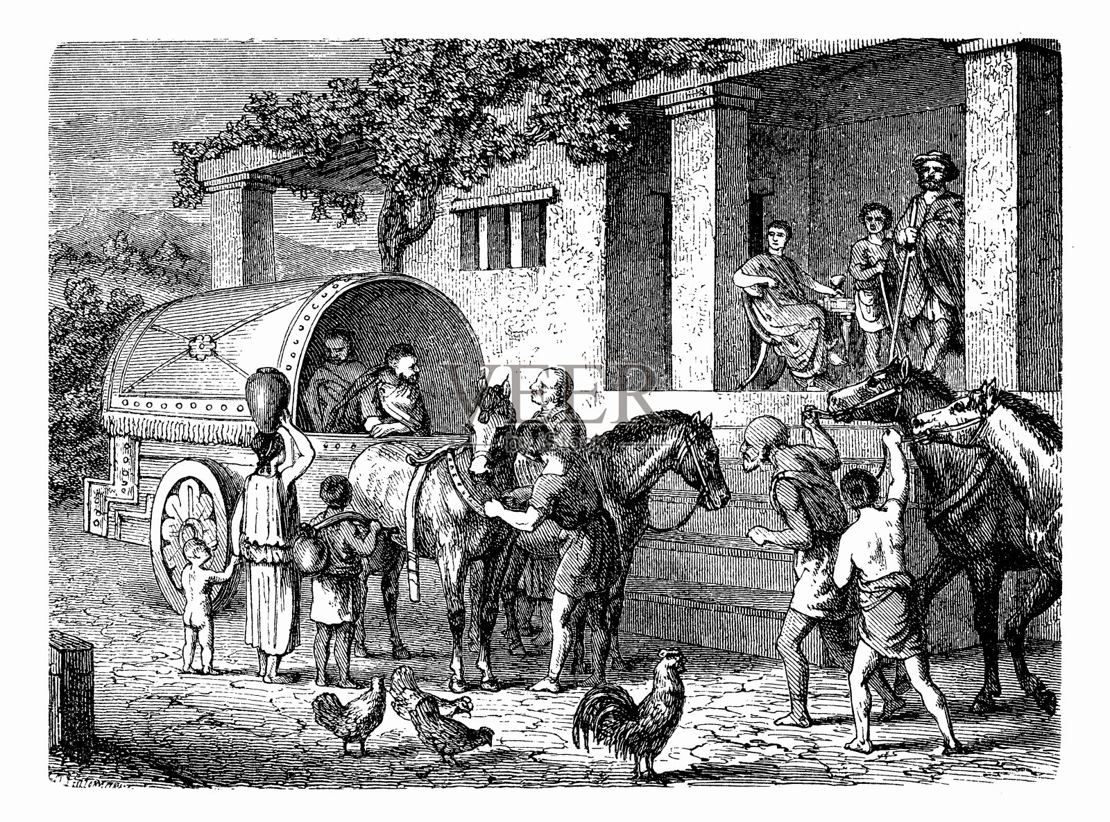 罗马购物车插画图片素材