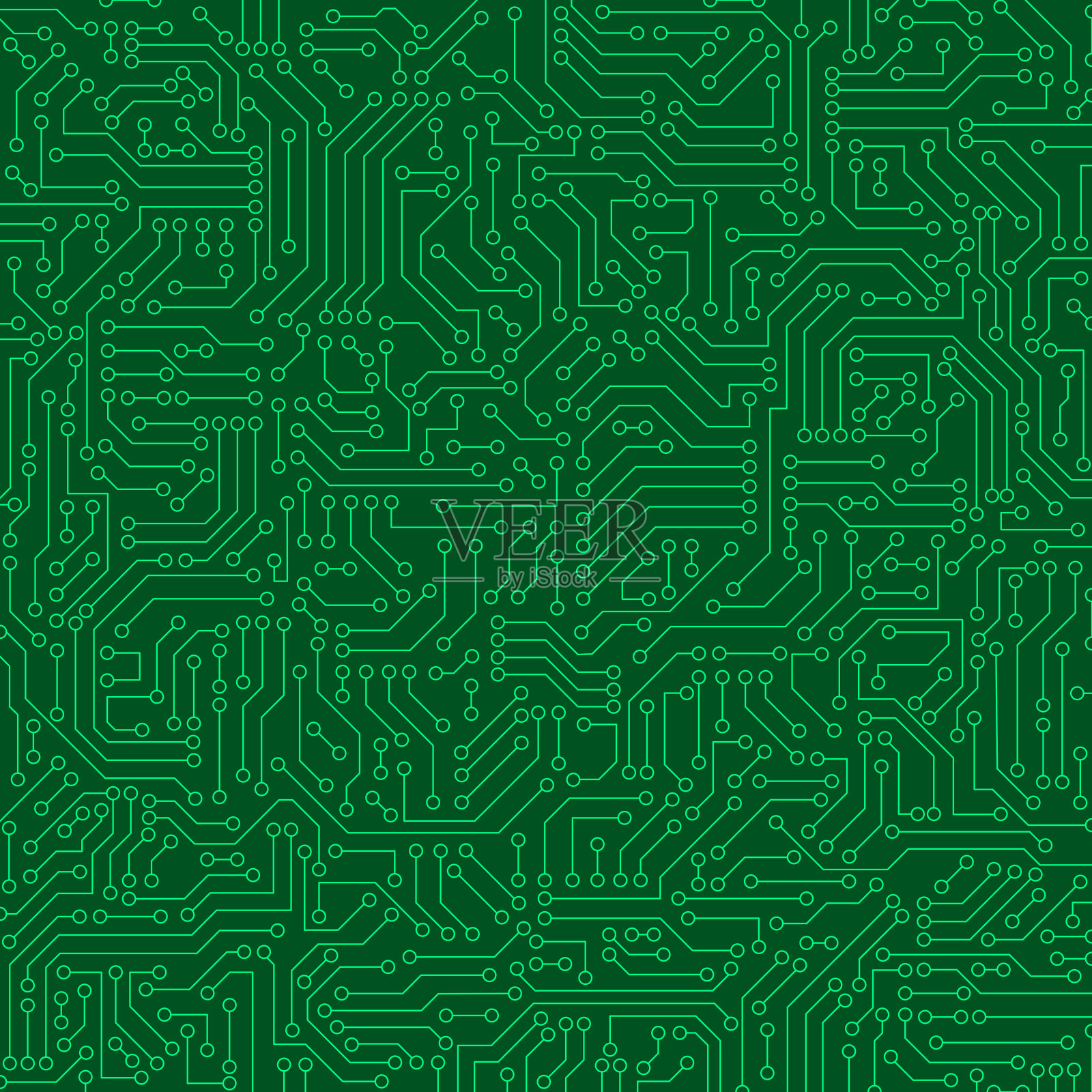 绿色线路板无缝图案纹理。高科技背景下的数字计算机技术概念。抽象的插图。照片摄影图片