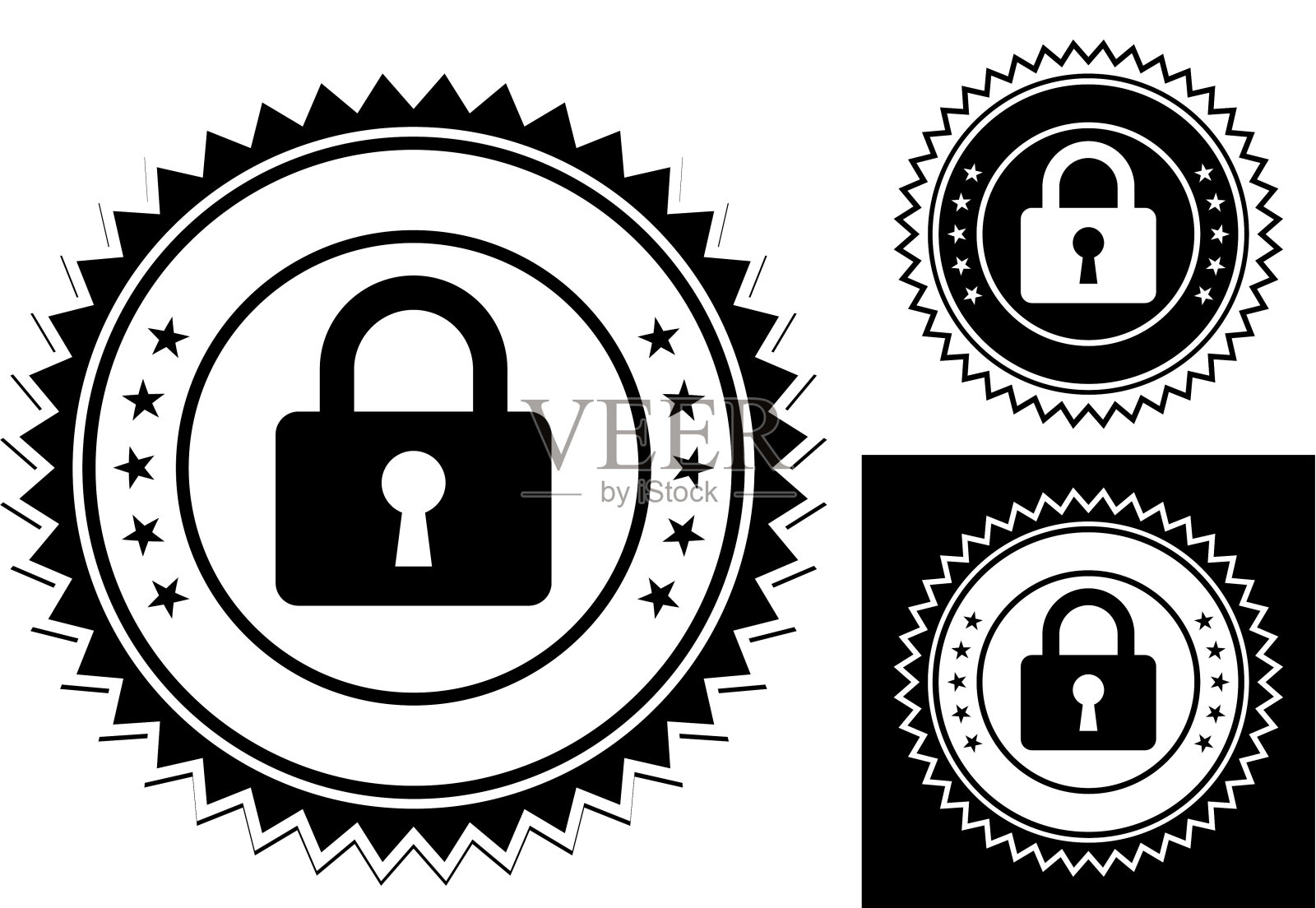 带有钥匙孔图标的挂锁设计元素图片