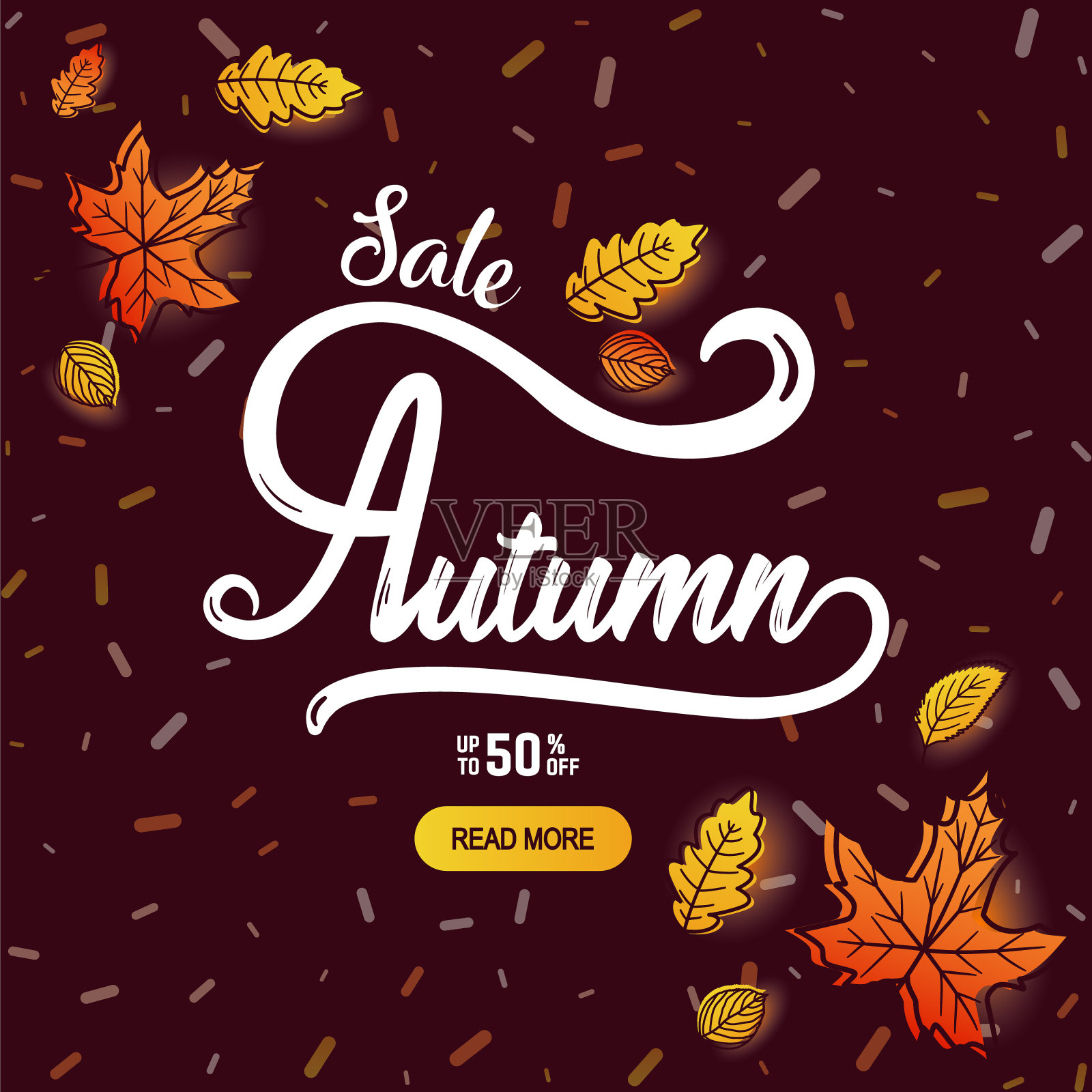 秋天的书法条幅插画图片素材