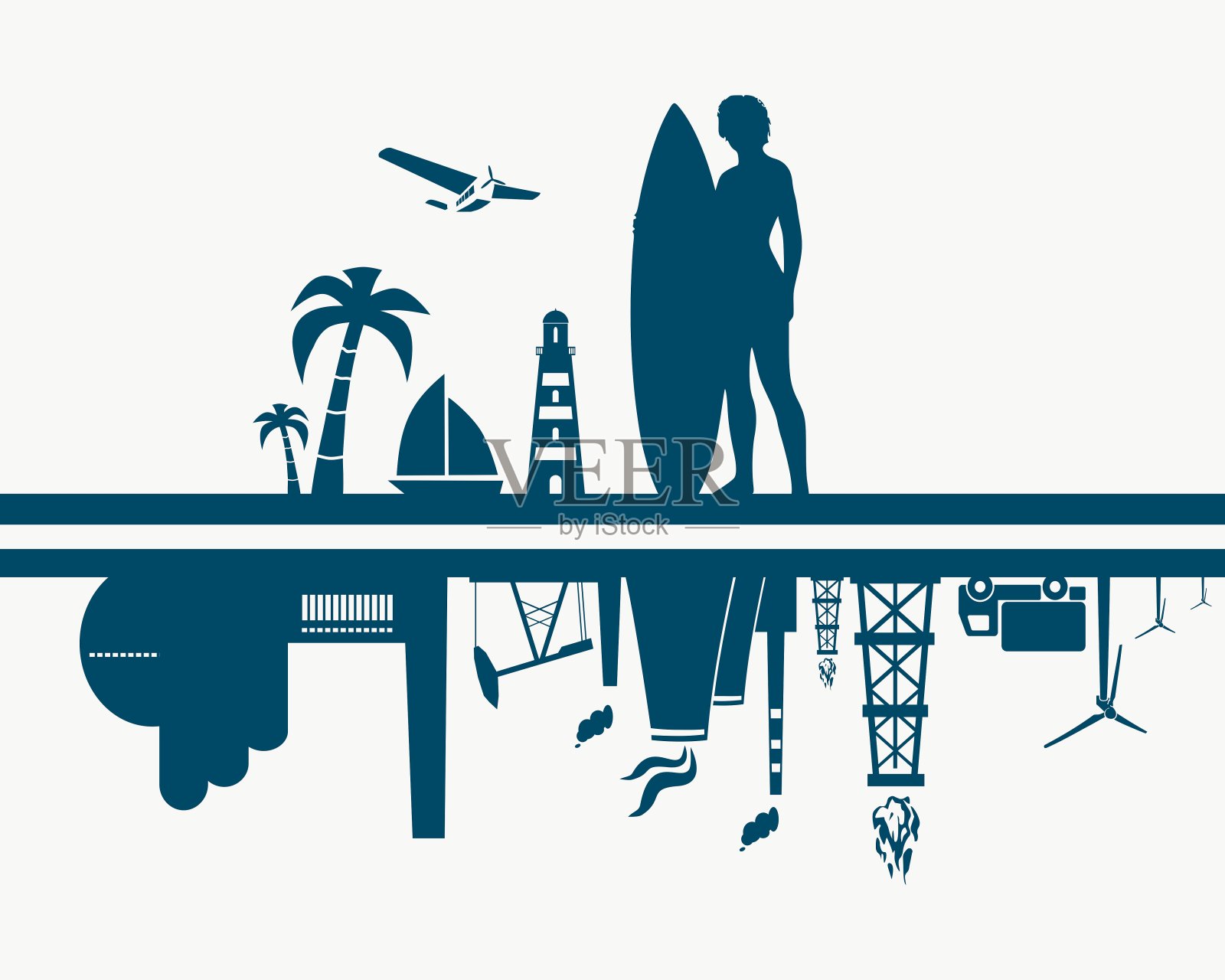 工业与自然概念插画图片素材