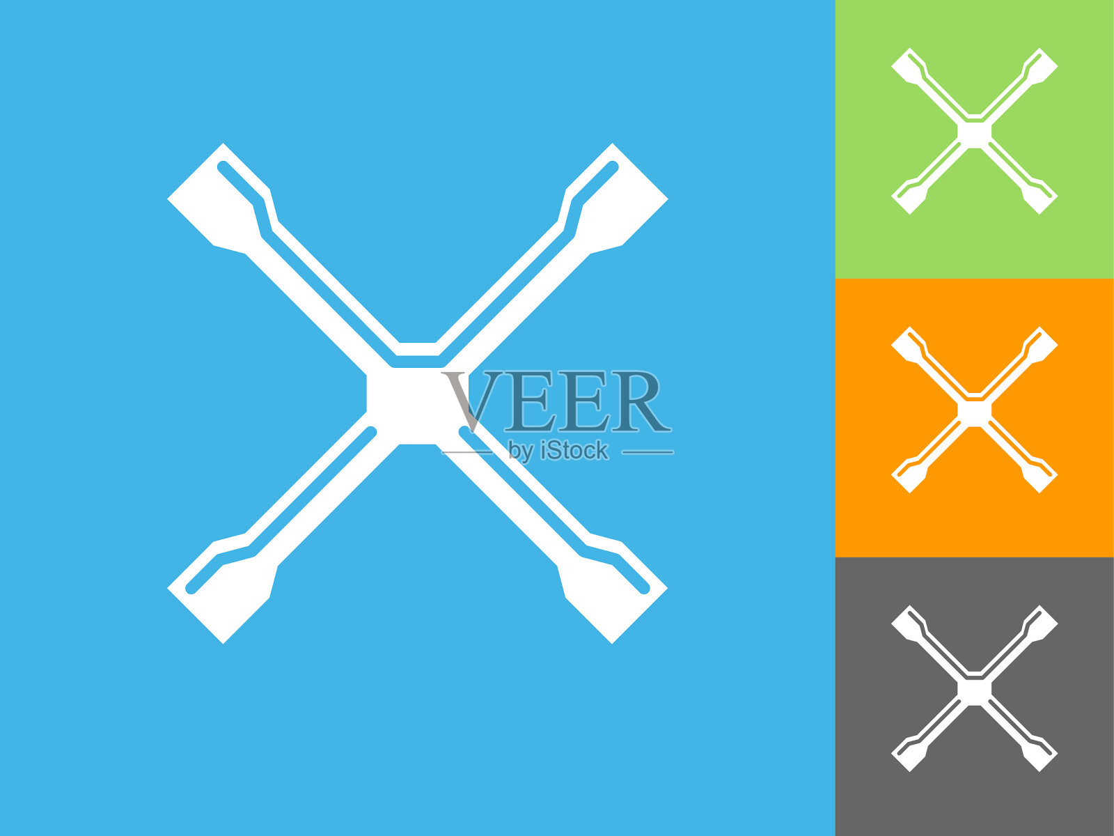 汽车扳手平面图标上的蓝色背景插画图片素材