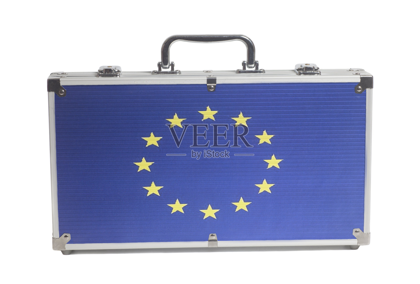 带有欧盟旗帜的商务旅行箱照片摄影图片