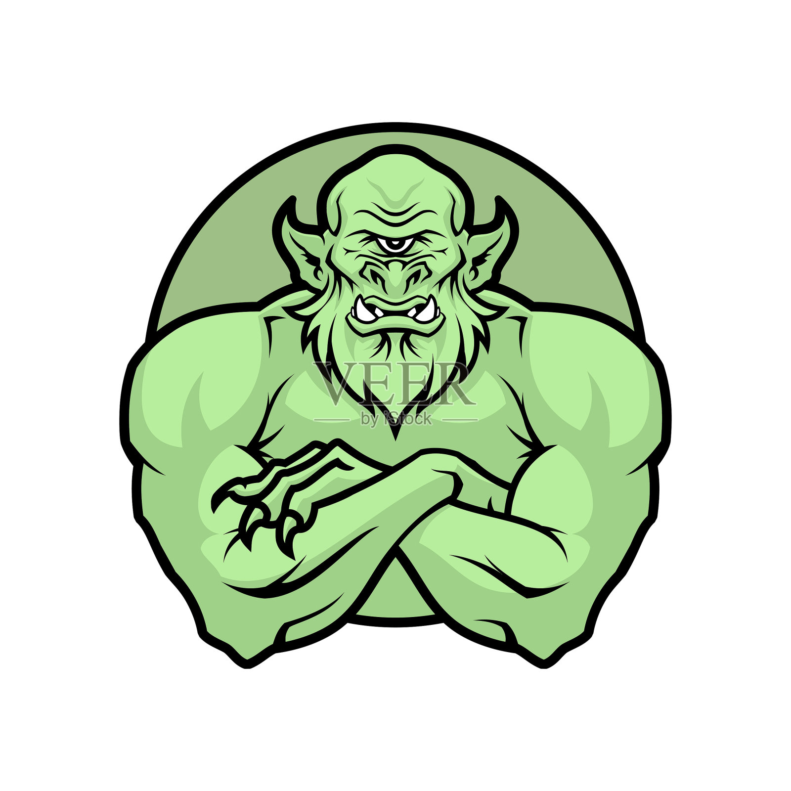 巨型独眼巨人怪物角色吉祥物插画图片素材