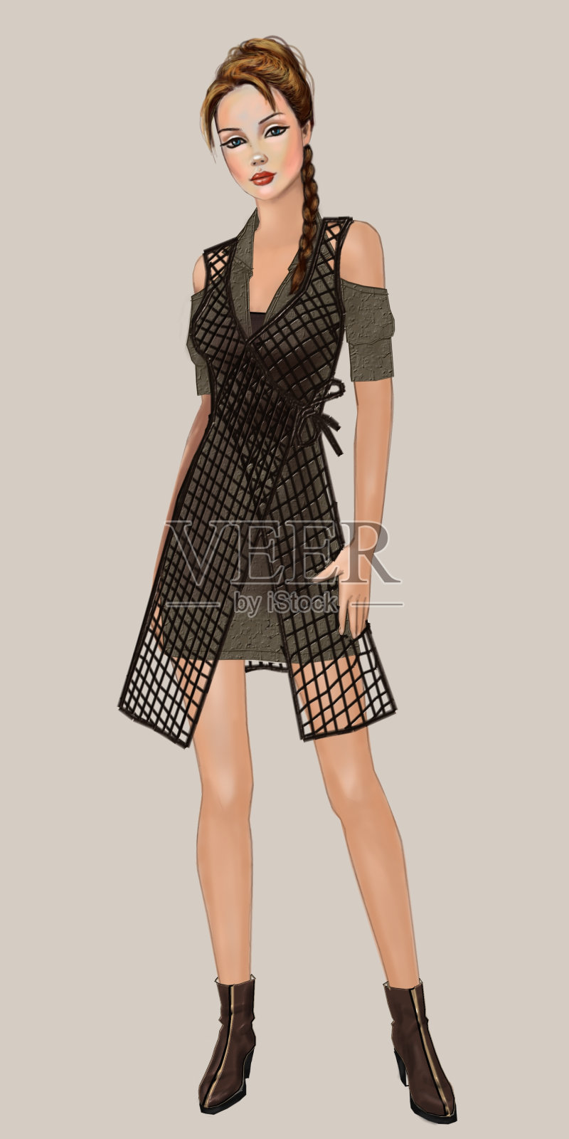 女孩穿插画图片素材