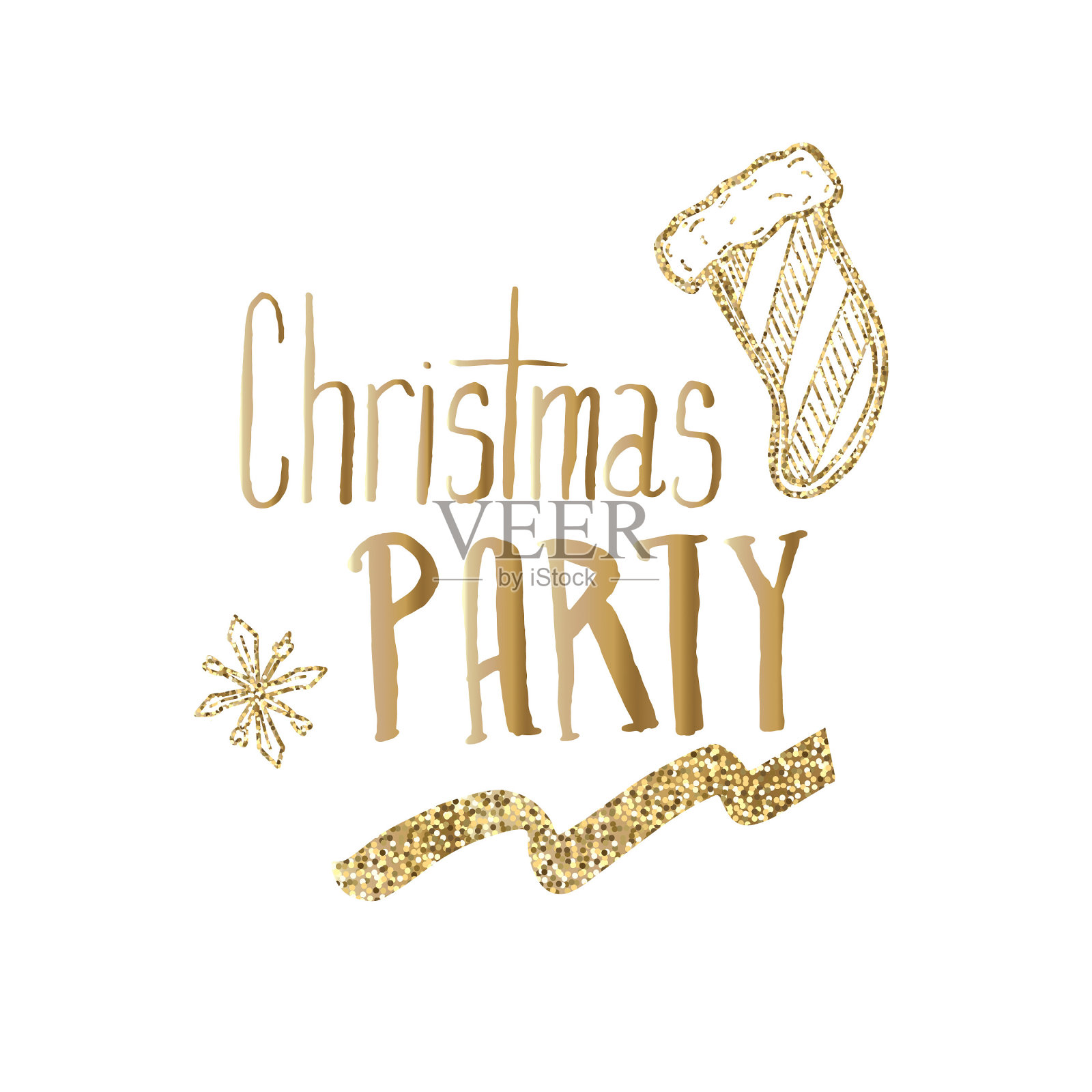 节日派对庆祝手绘手写字母闪光问候设计设计模板素材