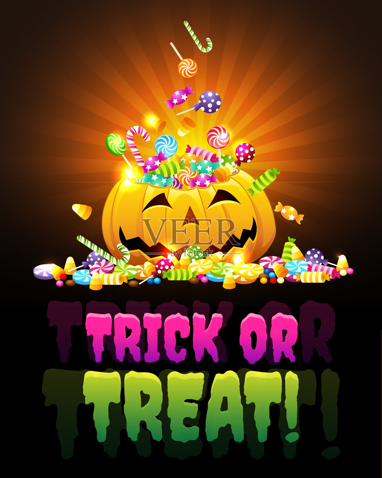 Pumpking糖果的问候插画图片素材