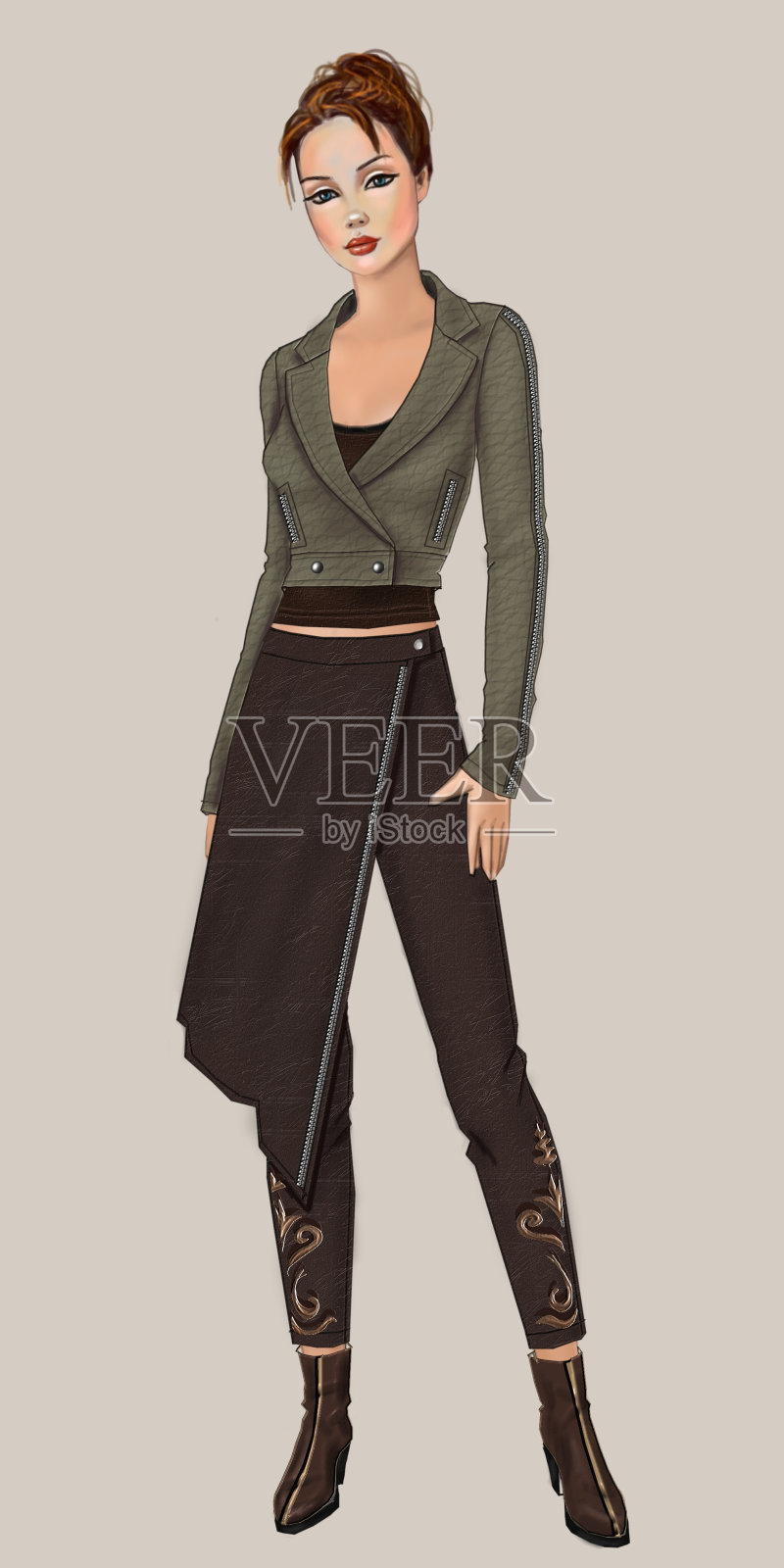 女孩穿插画图片素材