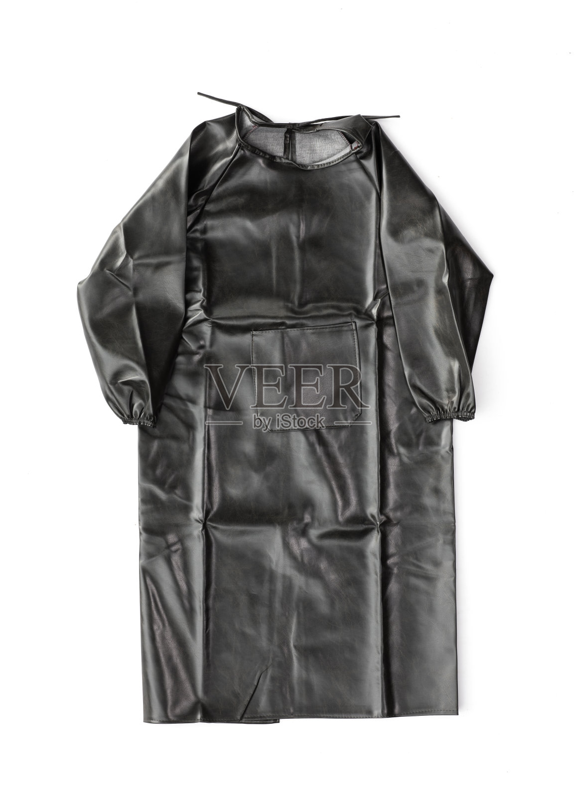 黑色围裙屠夫在白色的背景照片摄影图片