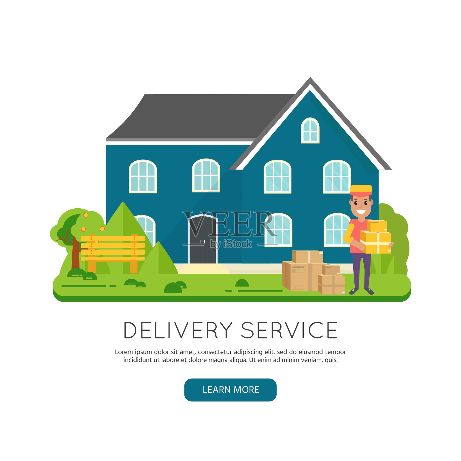 货物打包运输的物流配送图标服务插画图片素材