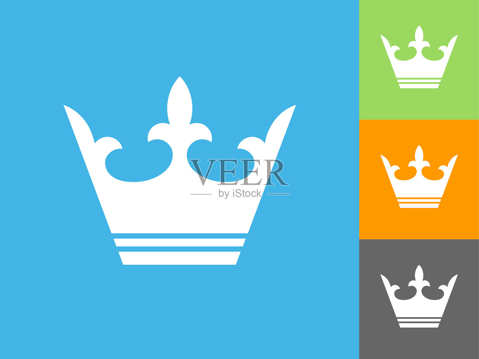 蓝色背景上的皇冠扁平图标插画图片素材