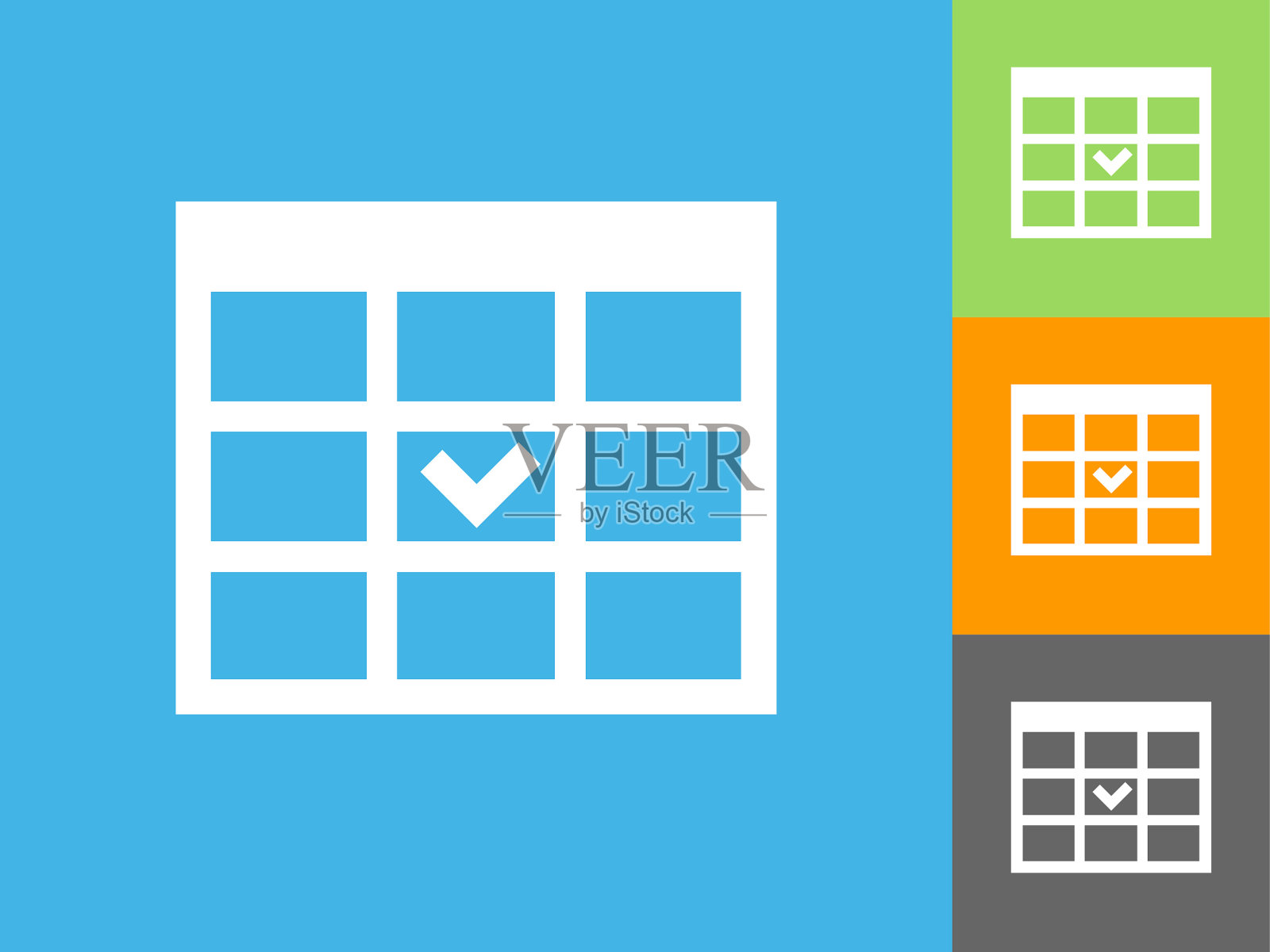 复选框平面图标上的蓝色背景插画图片素材