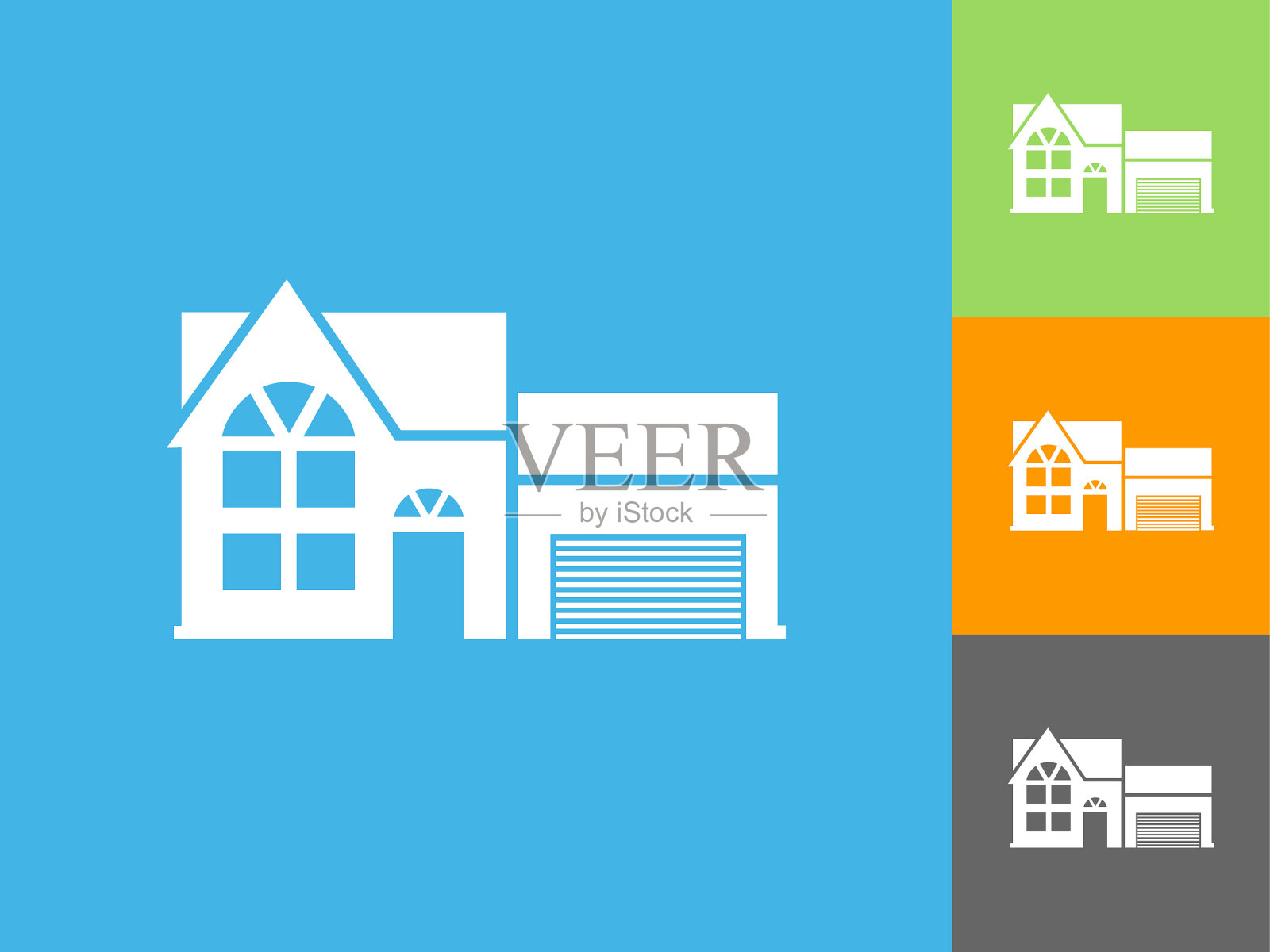 Home Flat图标上的蓝色背景插画图片素材