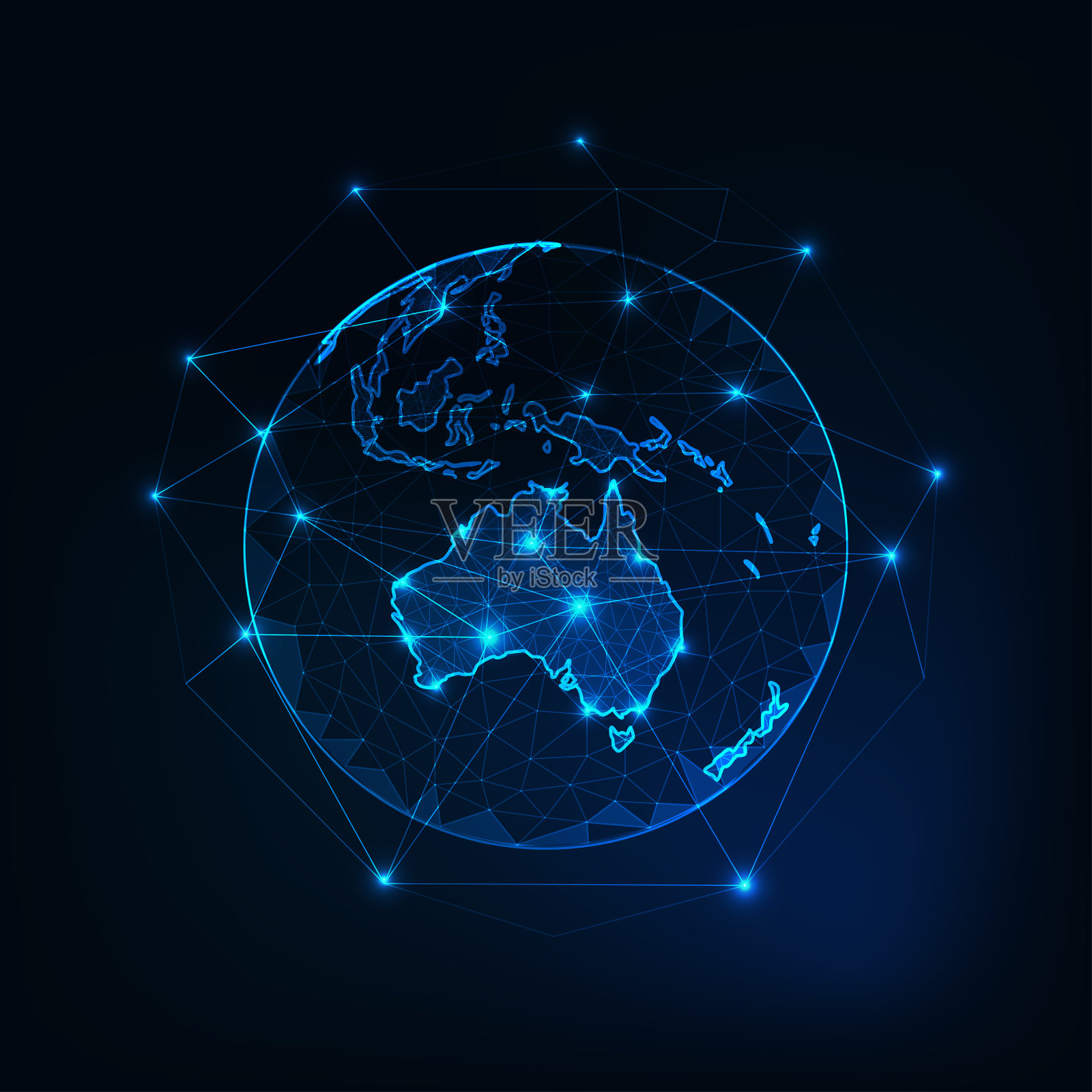 澳大利亚地图大陆轮廓上的行星地球视图从空间抽象背景。插画图片素材