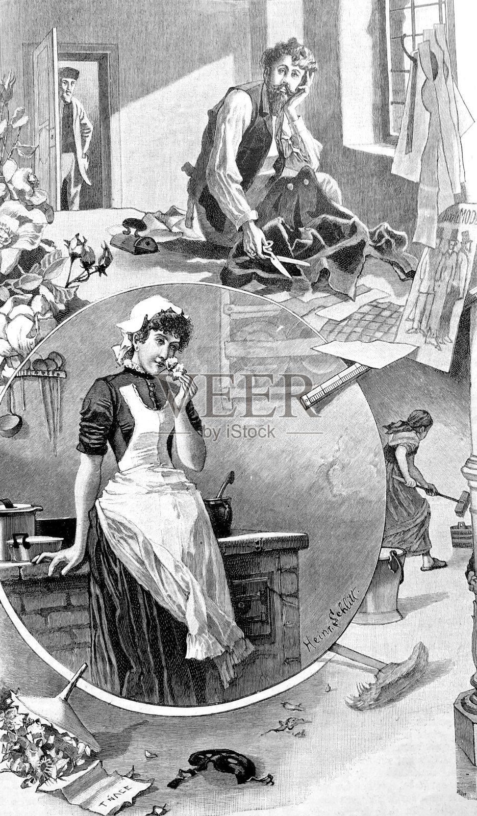 男男女女第二天早上狂欢派对后插画图片素材