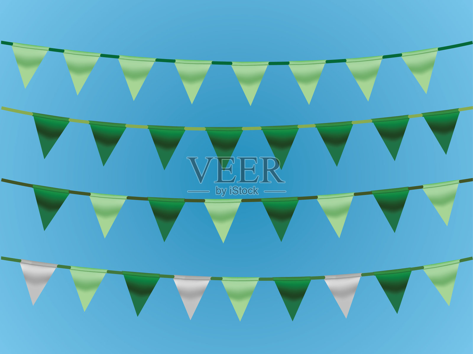 蓝色背景的绿丝带系在绳子上设计元素图片