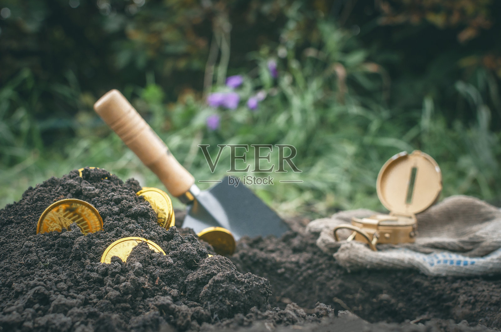 硬币查找器。照片摄影图片