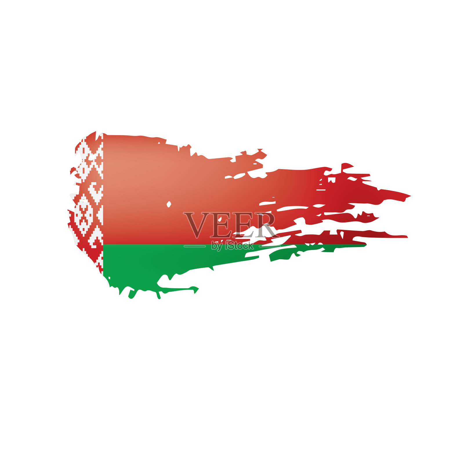 白俄罗斯国旗，白色背景上的矢量插图插画图片素材