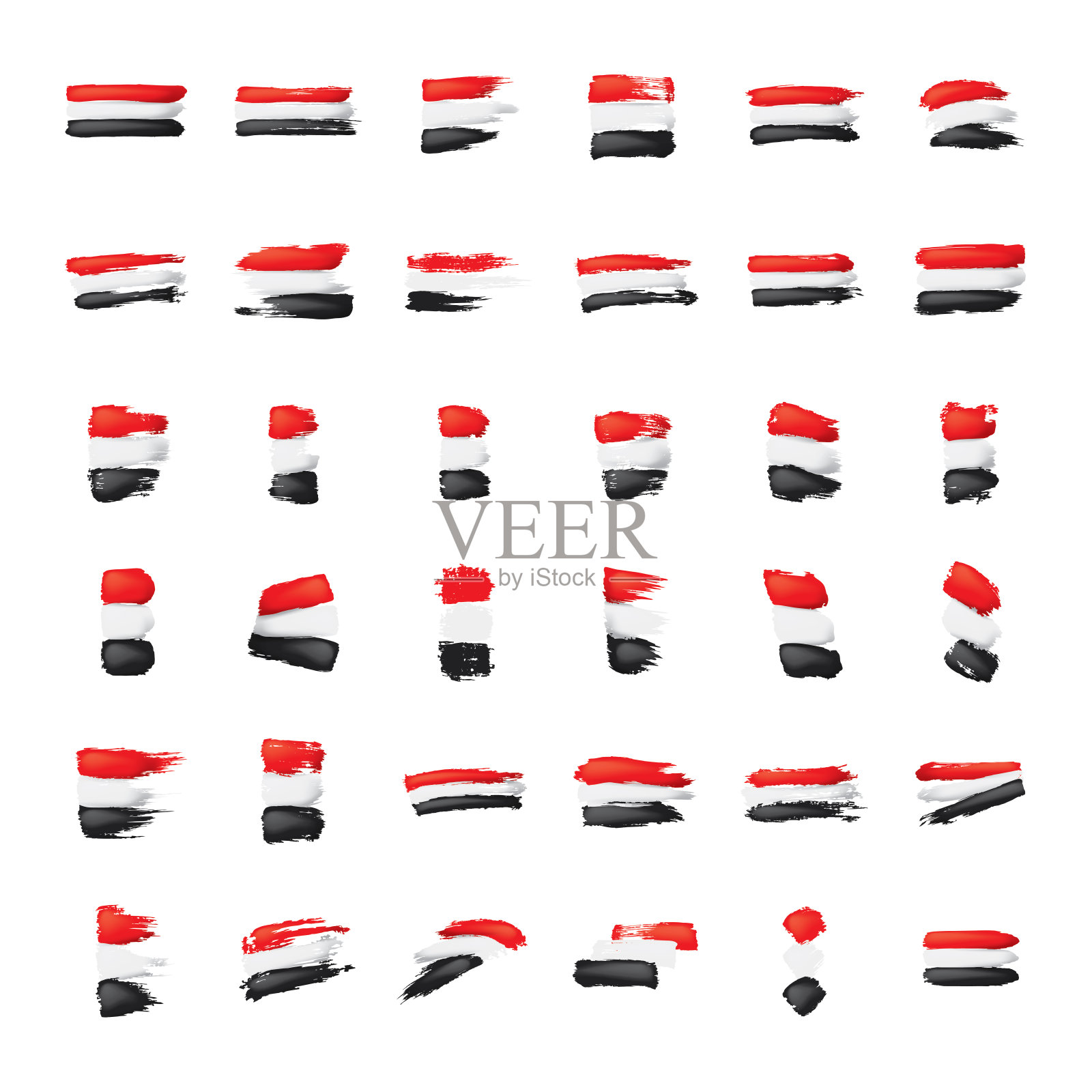 也门国旗矢量图，白色背景插画图片素材