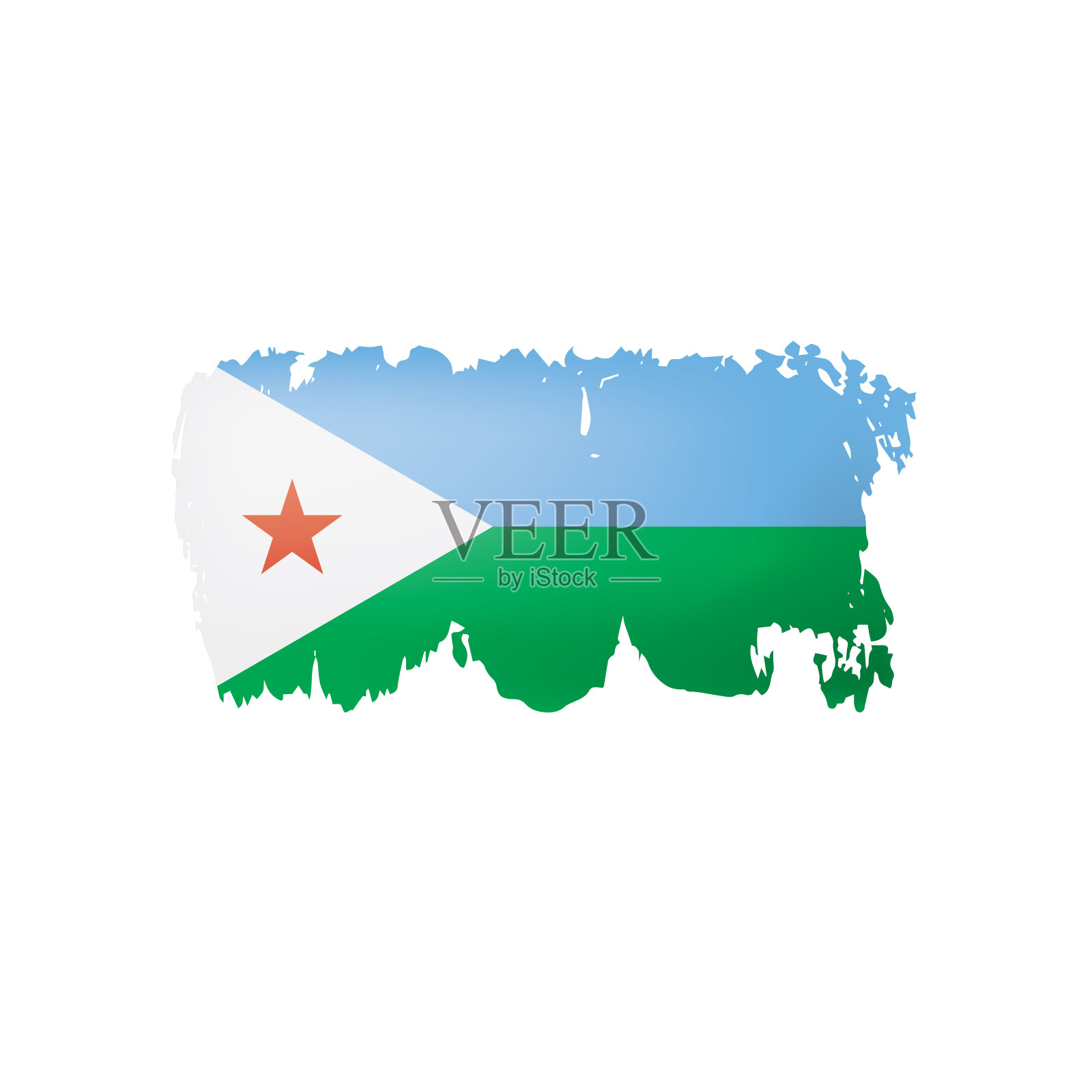 吉布提国旗，白色背景矢量插图插画图片素材