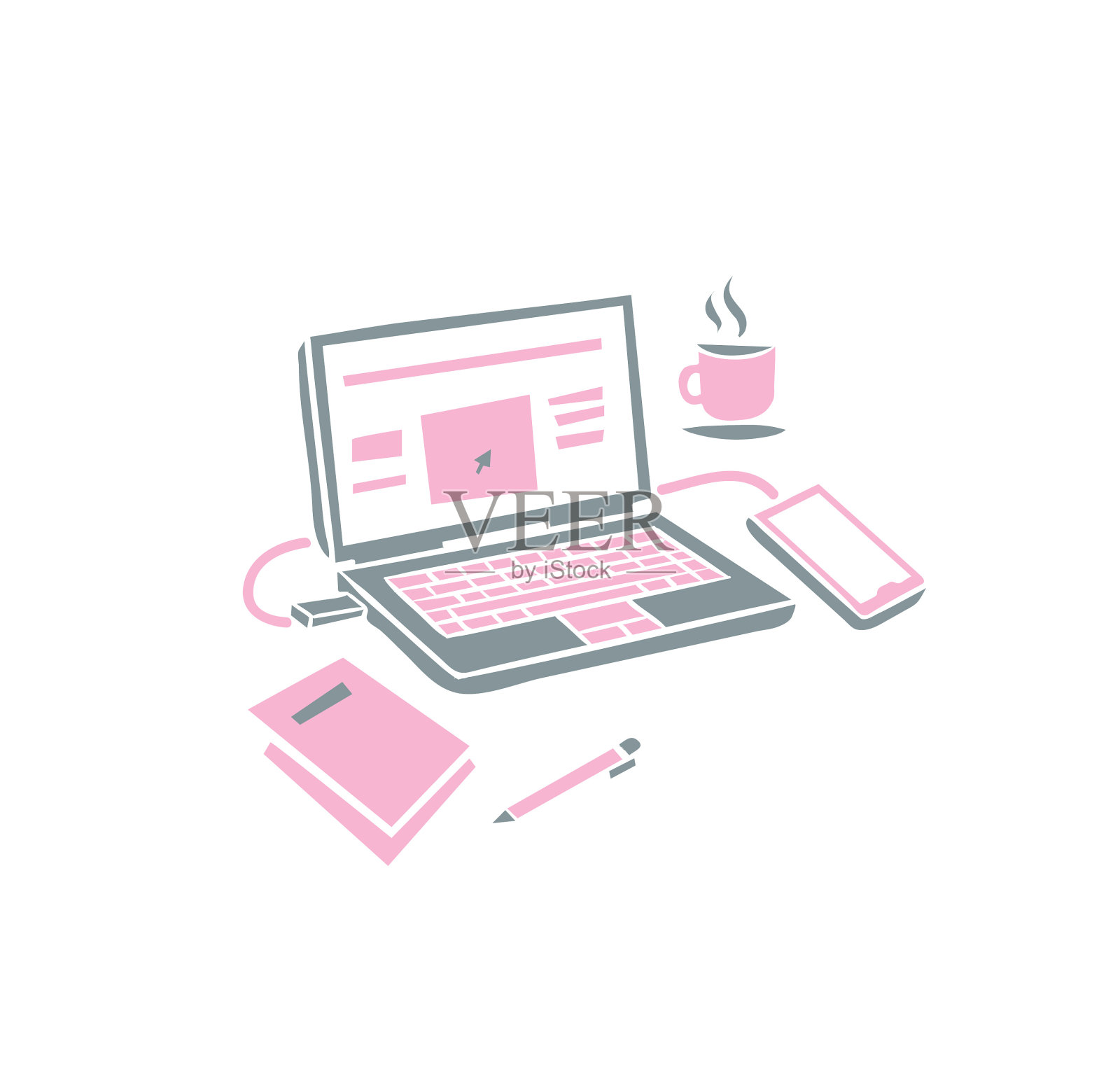 居家办公插画图片素材