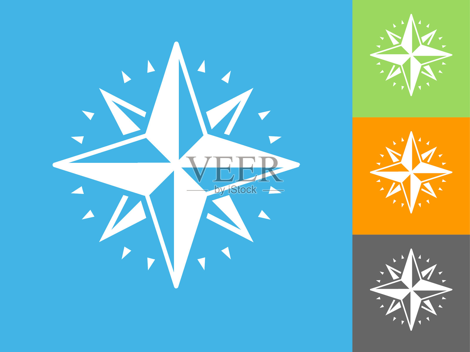 罗盘平面图标上的蓝色背景插画图片素材