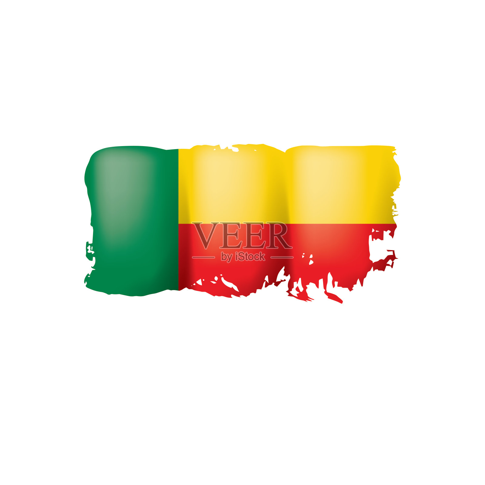 贝宁国旗，白色背景上的矢量插图插画图片素材