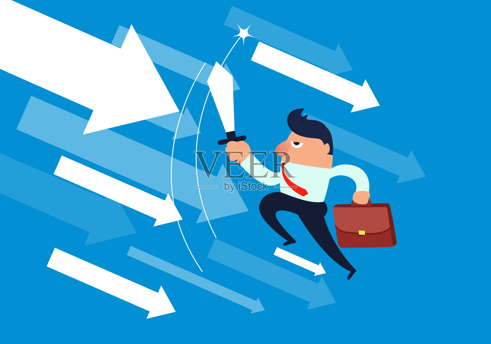 商人拿着刀砍下了箭插画图片素材