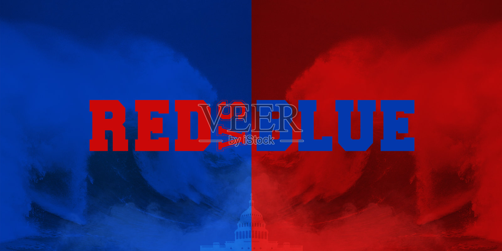 共和党红波对抗民主党蓝波的照片篡改的想法。照片摄影图片