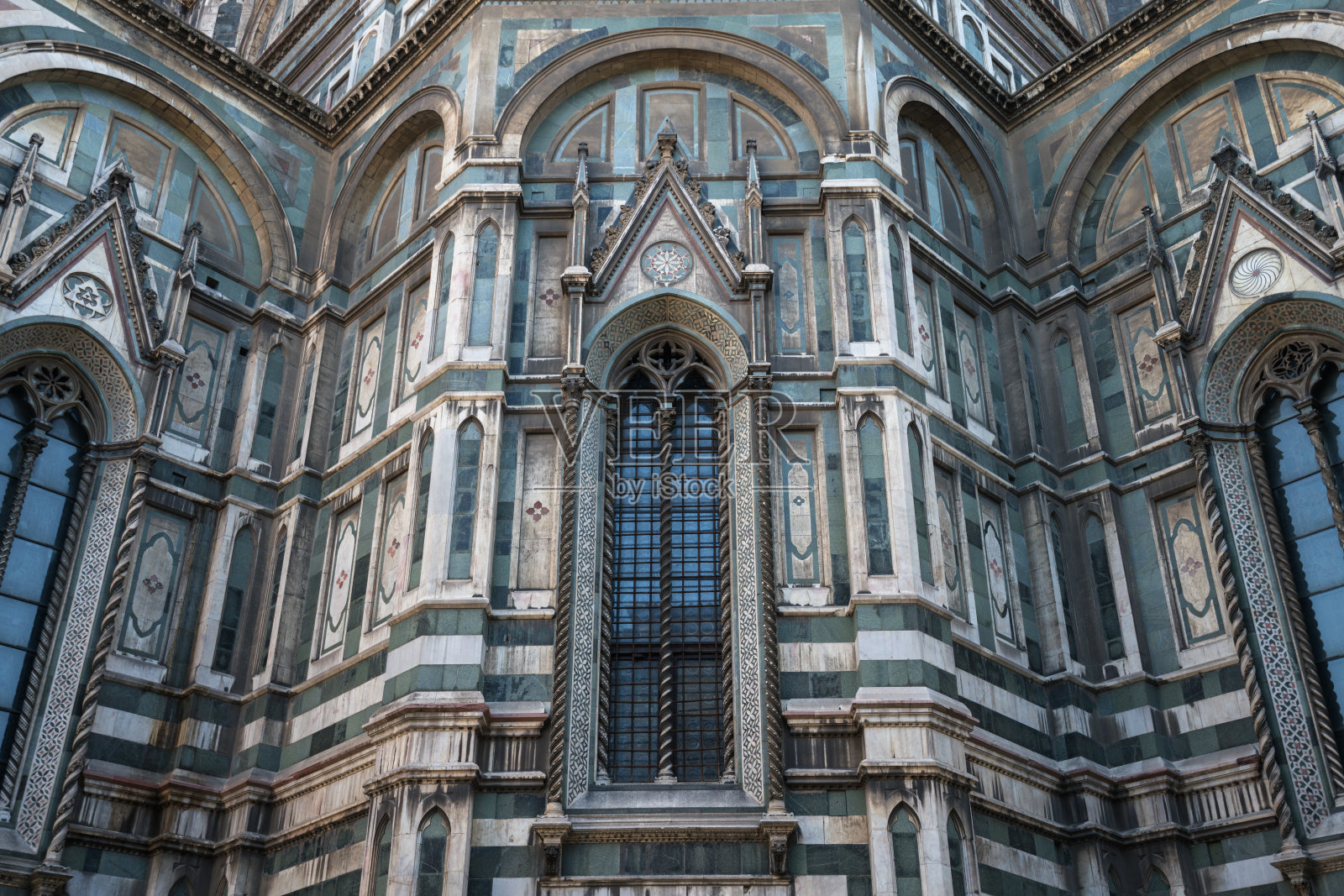 意大利佛罗伦萨的圣玛丽亚大教堂正面特写照片摄影图片