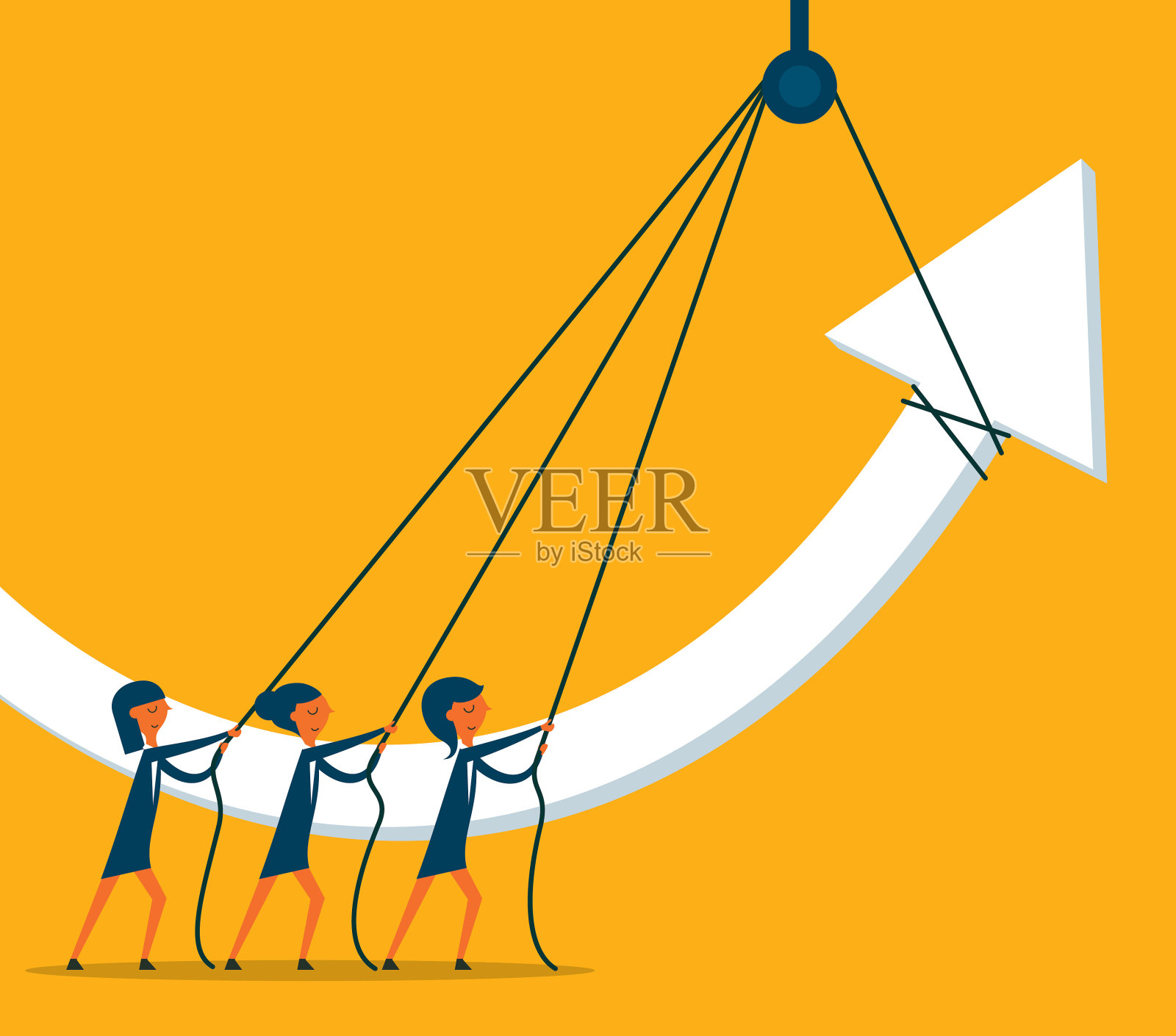 女商人-增长箭头插画图片素材