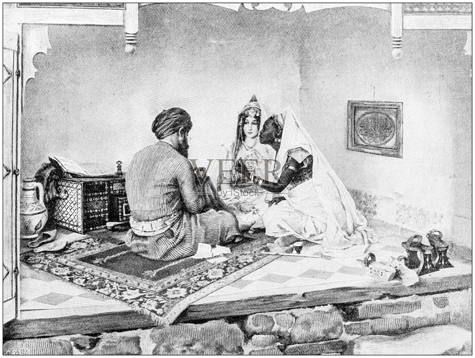 古画插图:书信作者插画图片素材