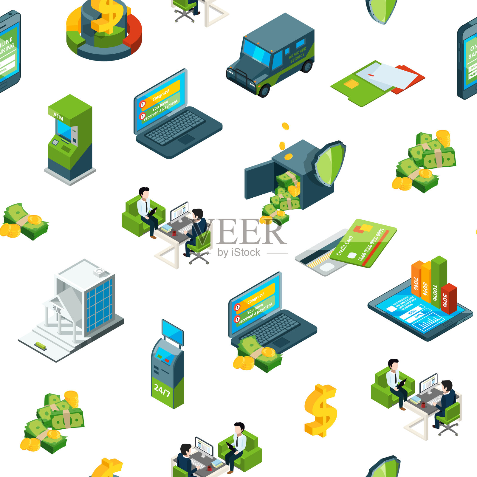 向量等距货币银行图标背景插画图片素材