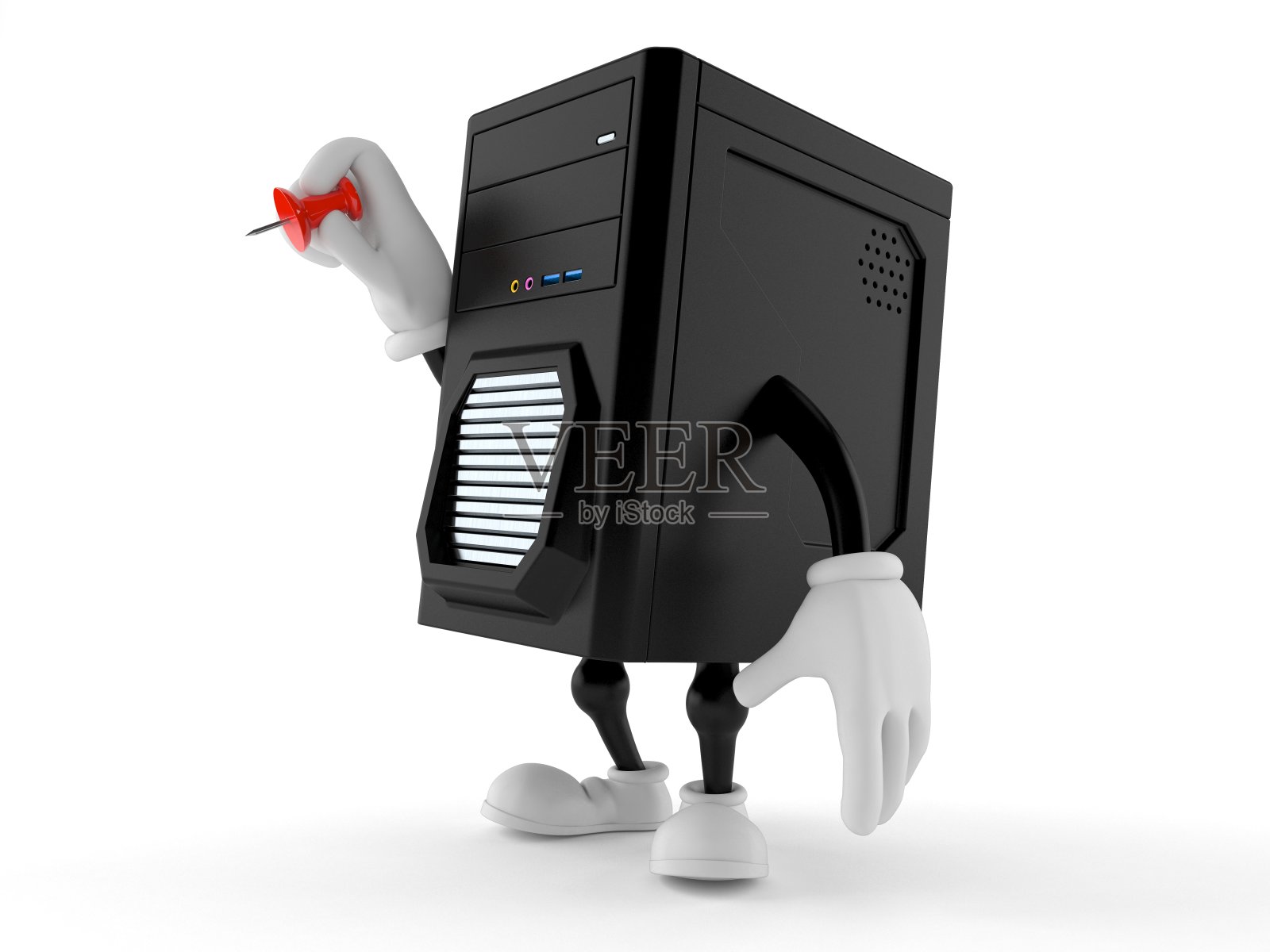 手持图钉的计算机字符照片摄影图片