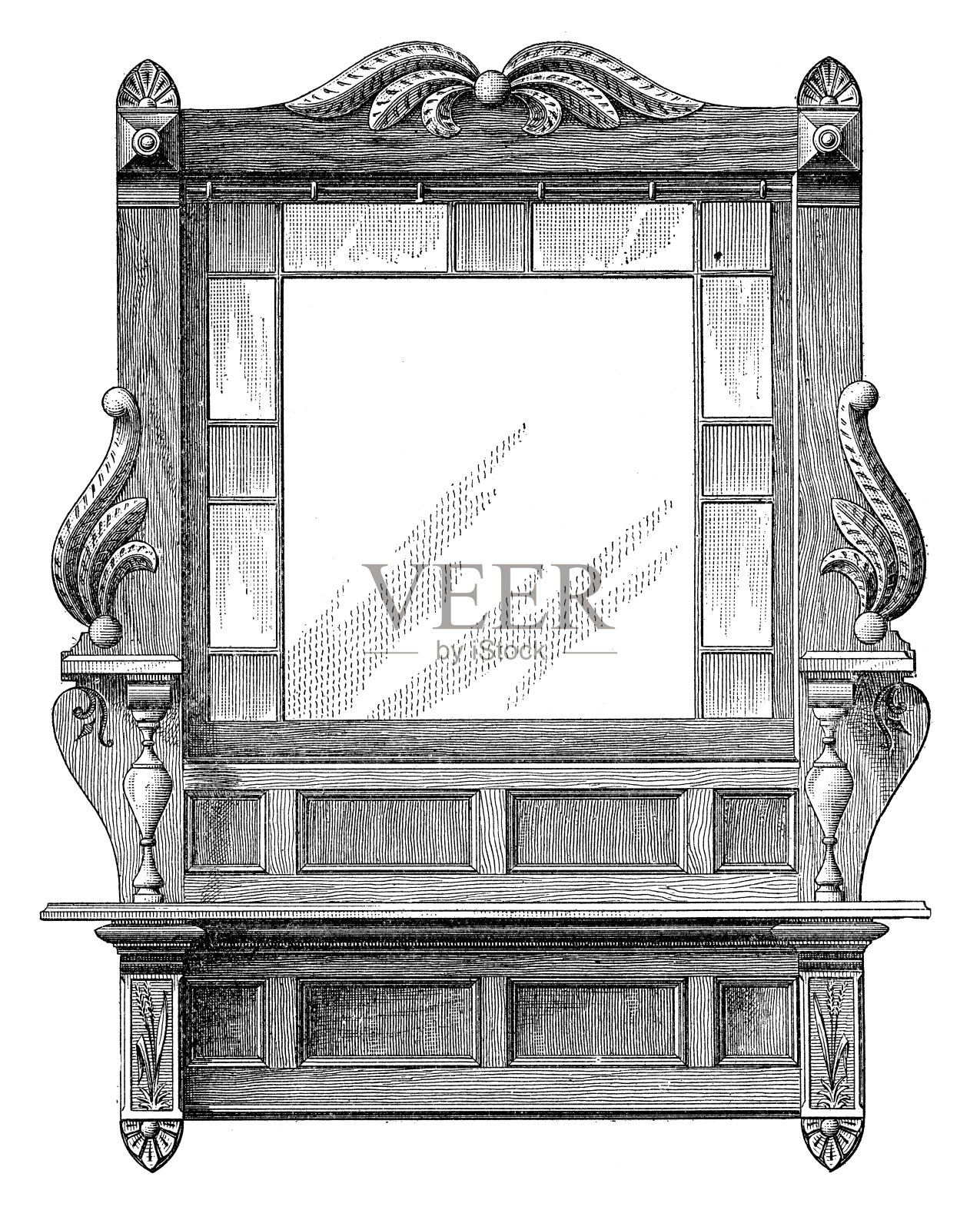 维多利亚时代的镜子插画图片素材