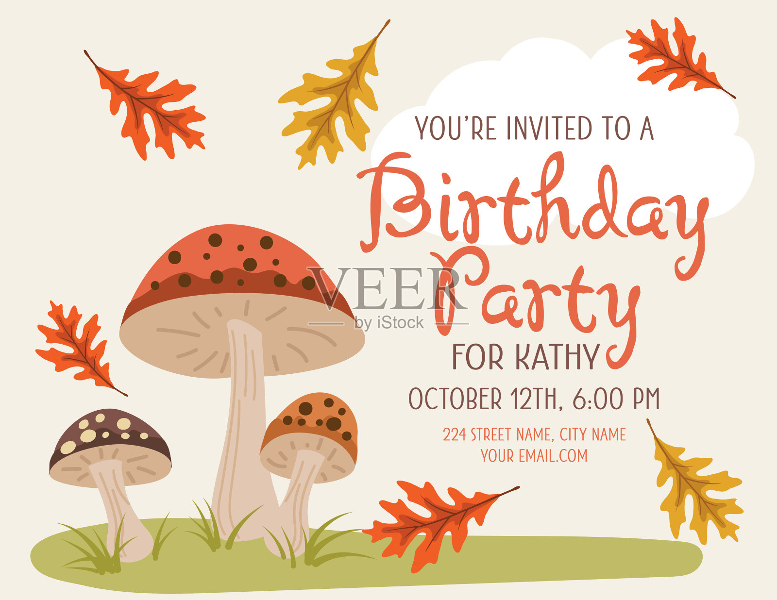 卡通蘑菇卡设计模板素材