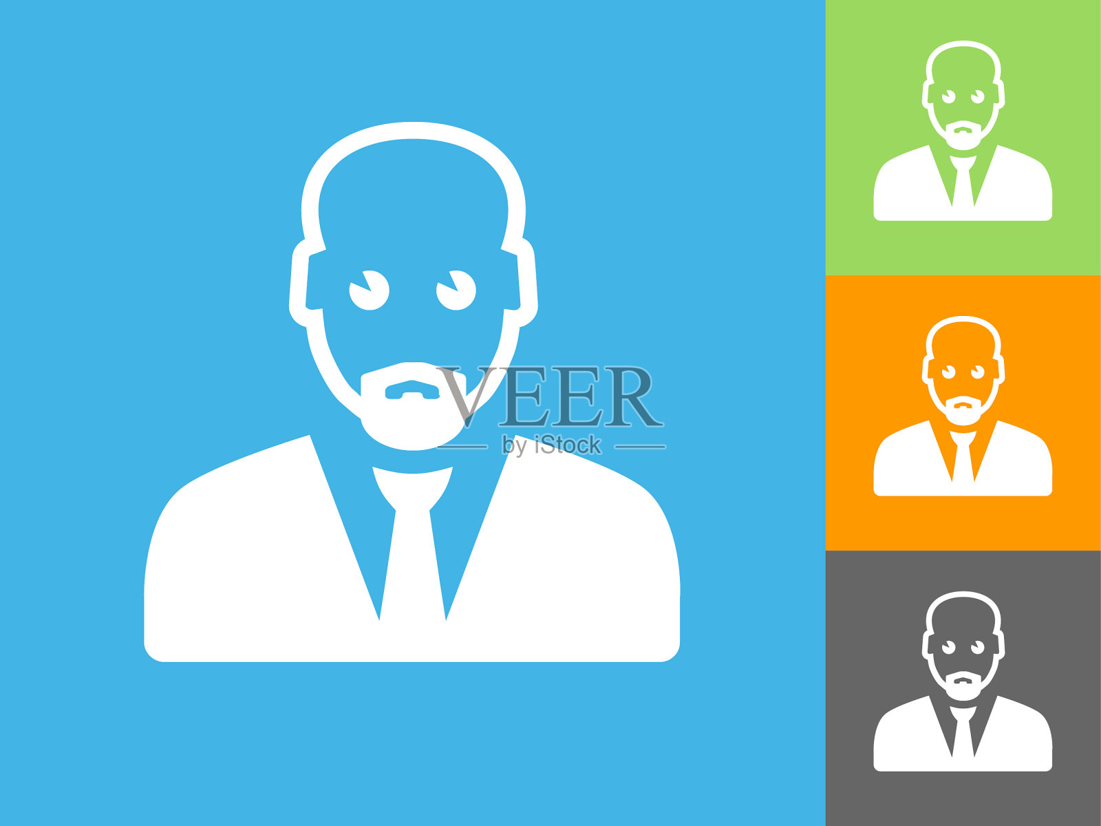 男人的脸肖像平面图标上的蓝色背景插画图片素材