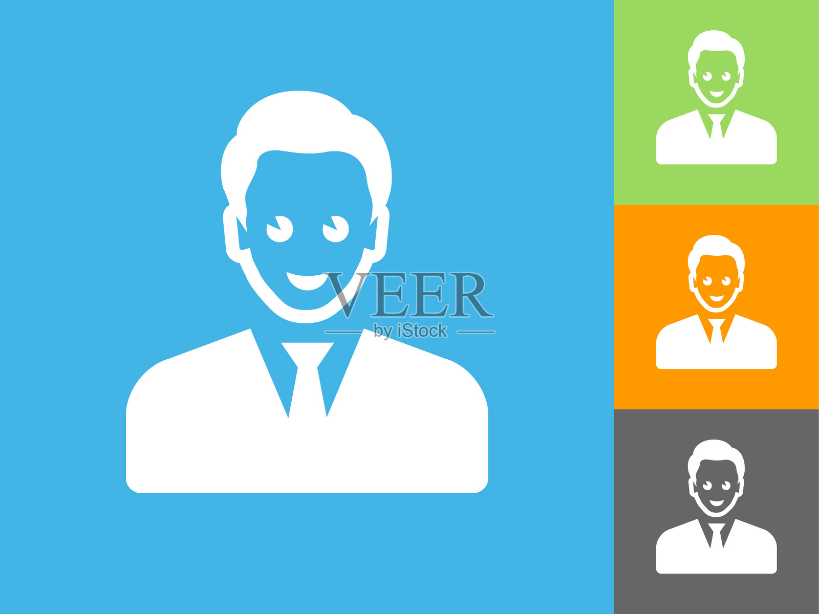 男人的脸肖像平面图标上的蓝色背景插画图片素材