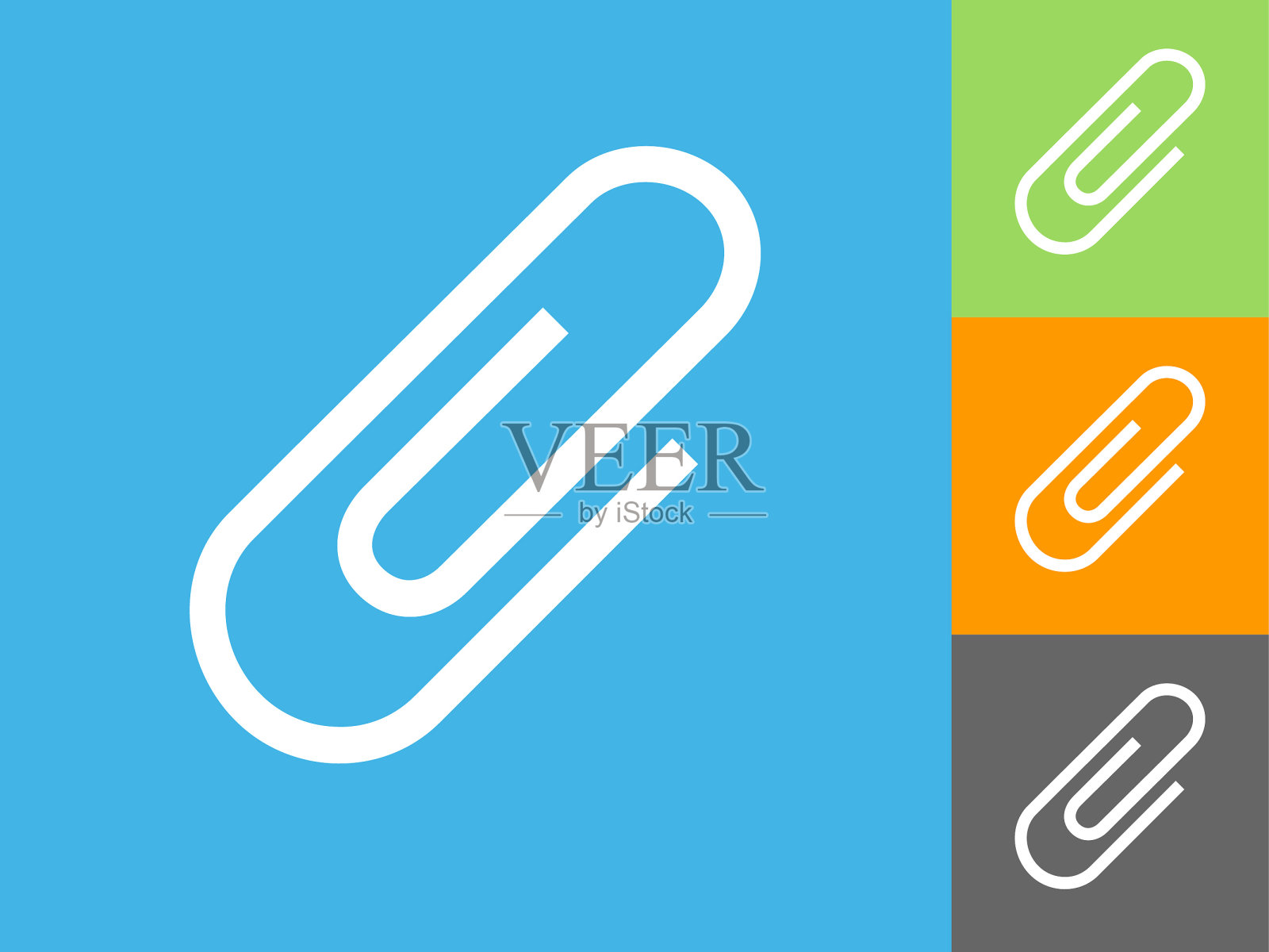 回形针平面图标上的蓝色背景插画图片素材