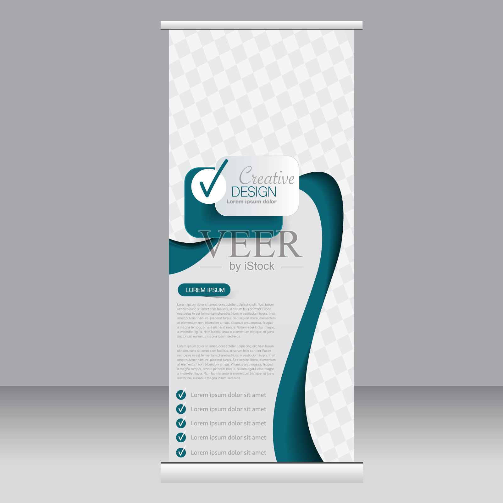 卷起横幅站模板。设计模板素材