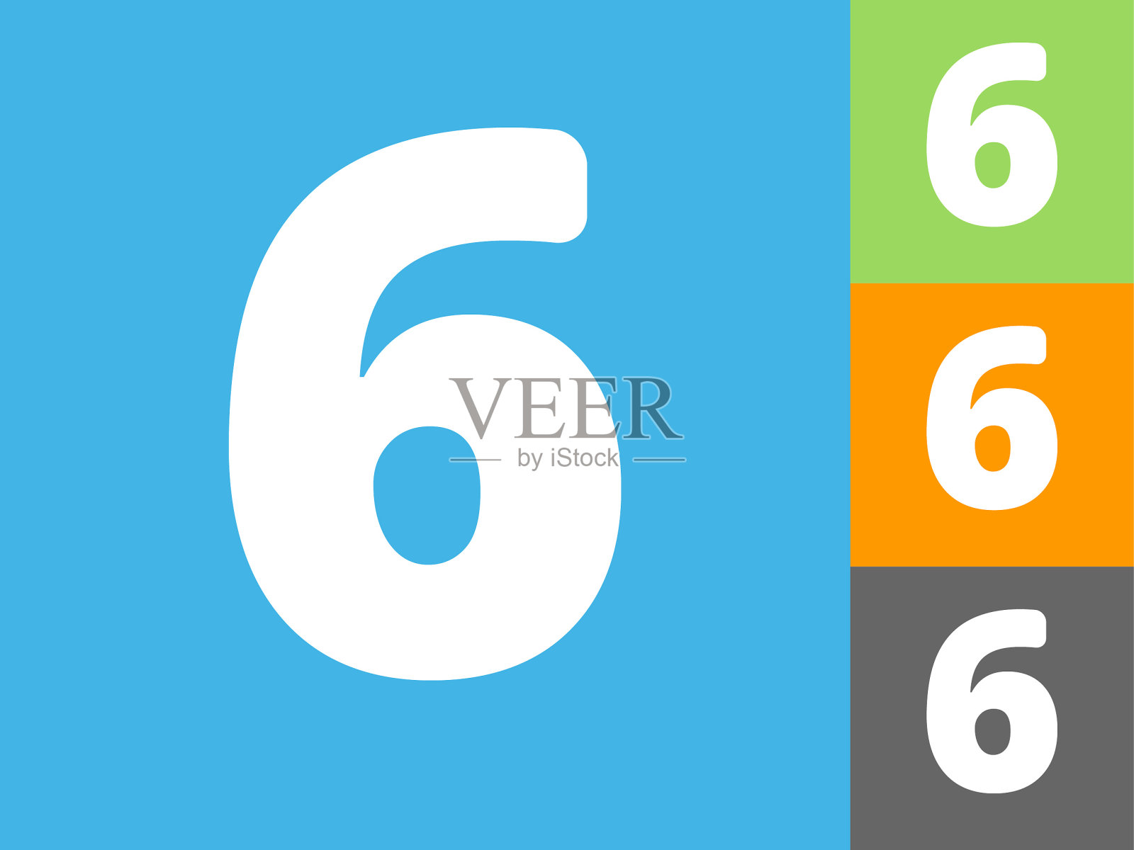 数字六在蓝色背景平坦图标插画图片素材