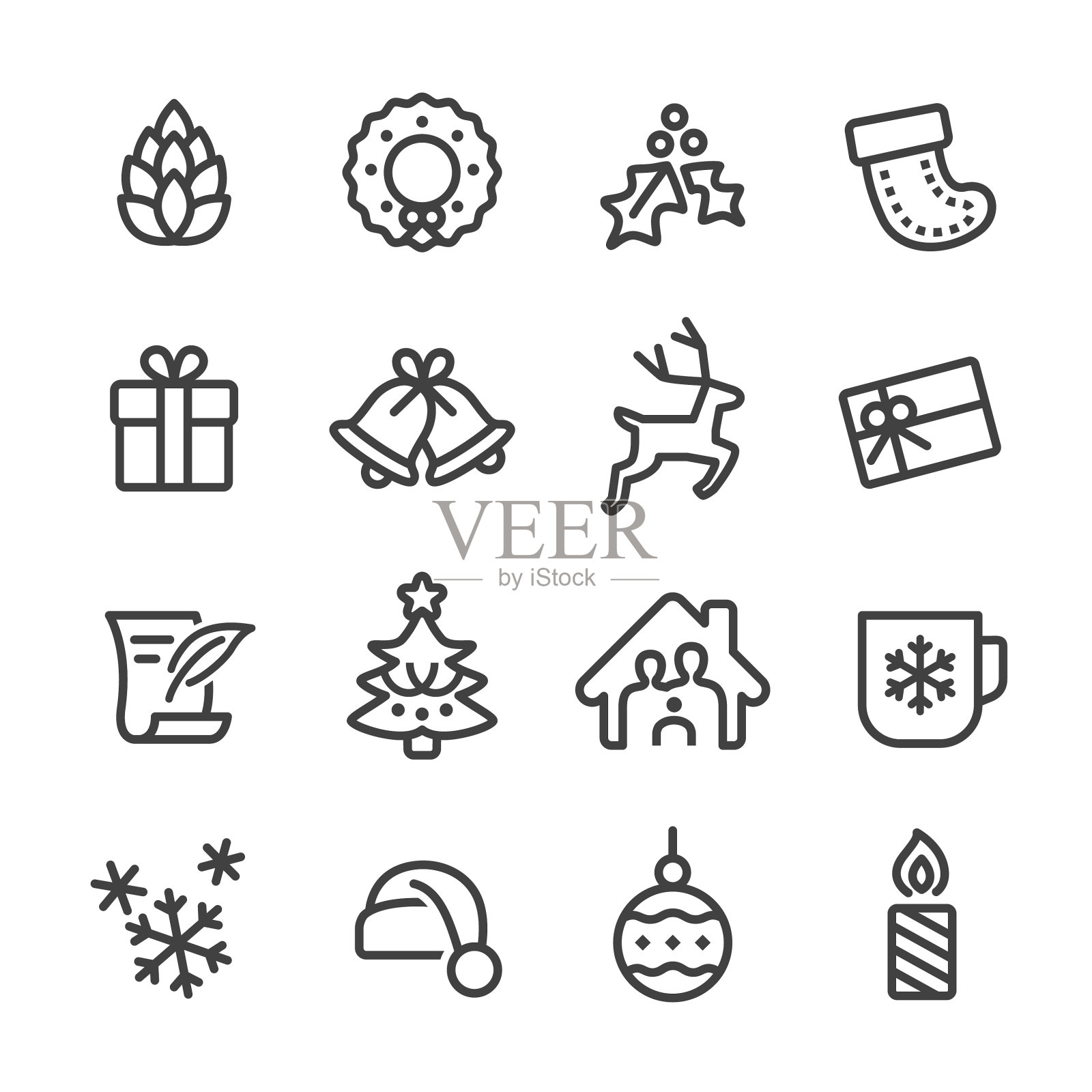 圣诞矢量图标-线系列插画图片素材