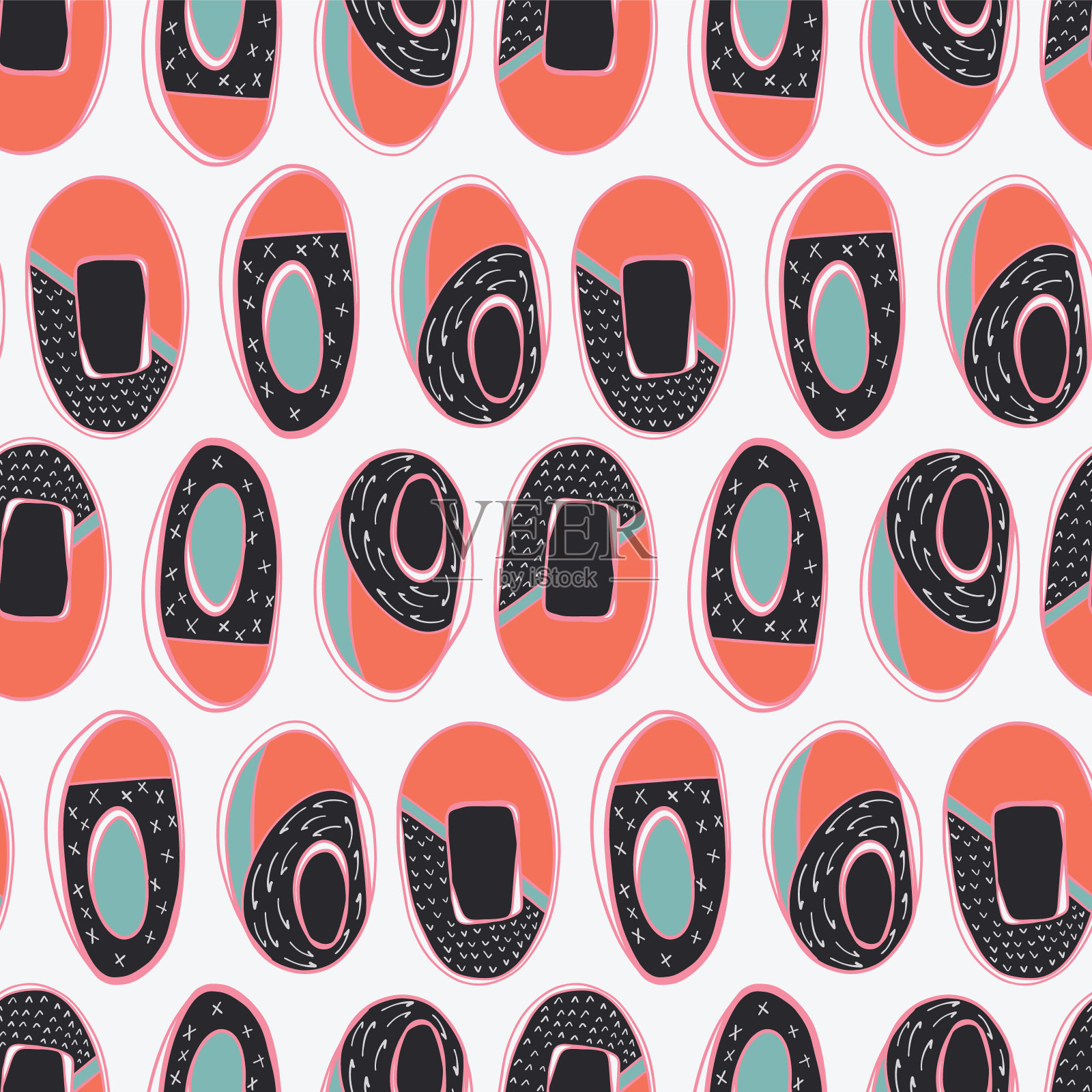 时尚风格椭圆抽象无缝矢量图案插画图片素材